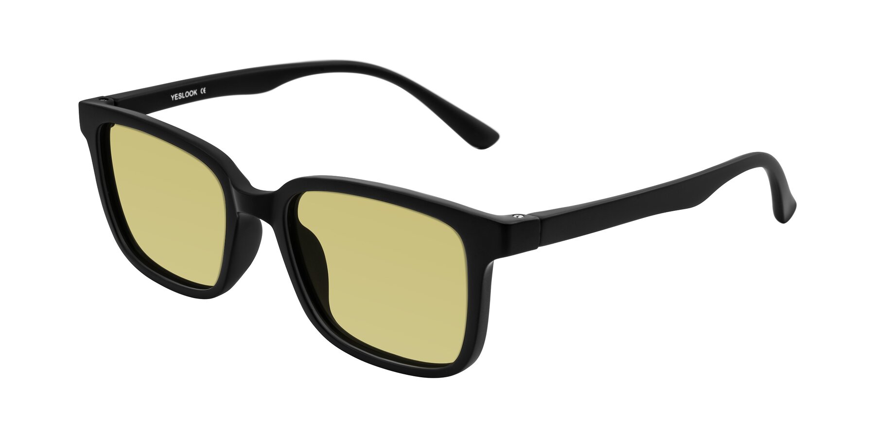 Angle of Joynton in Matte Black with Medium Champagne Tinted Lenses