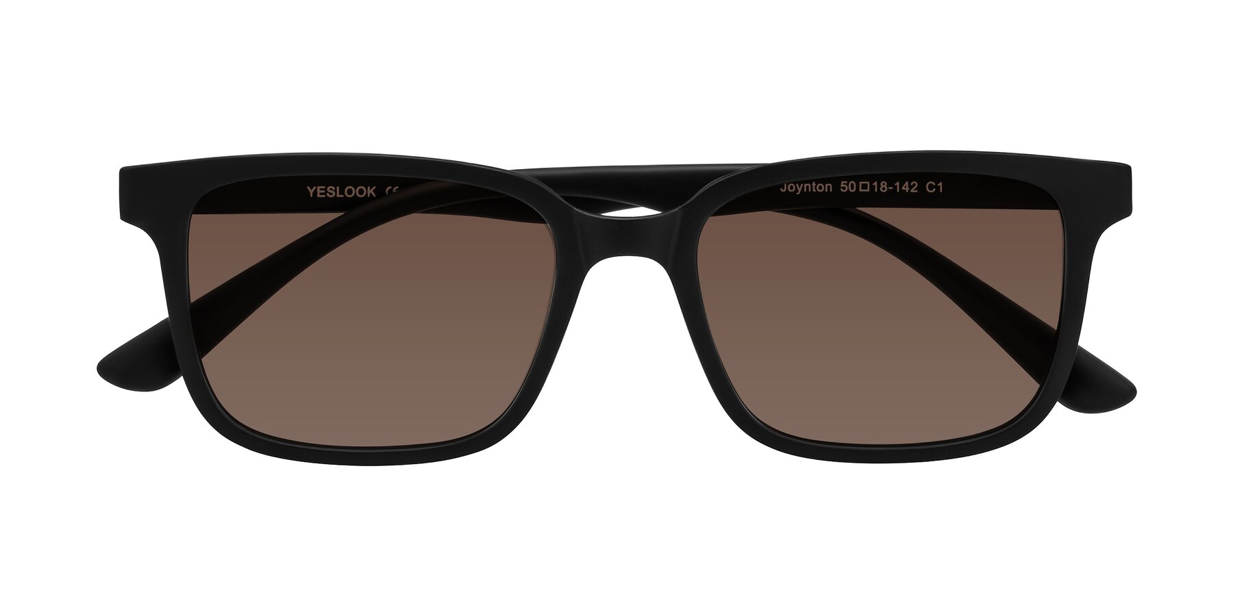 Folded Front of Joynton in Matte Black with Brown Tinted Lenses