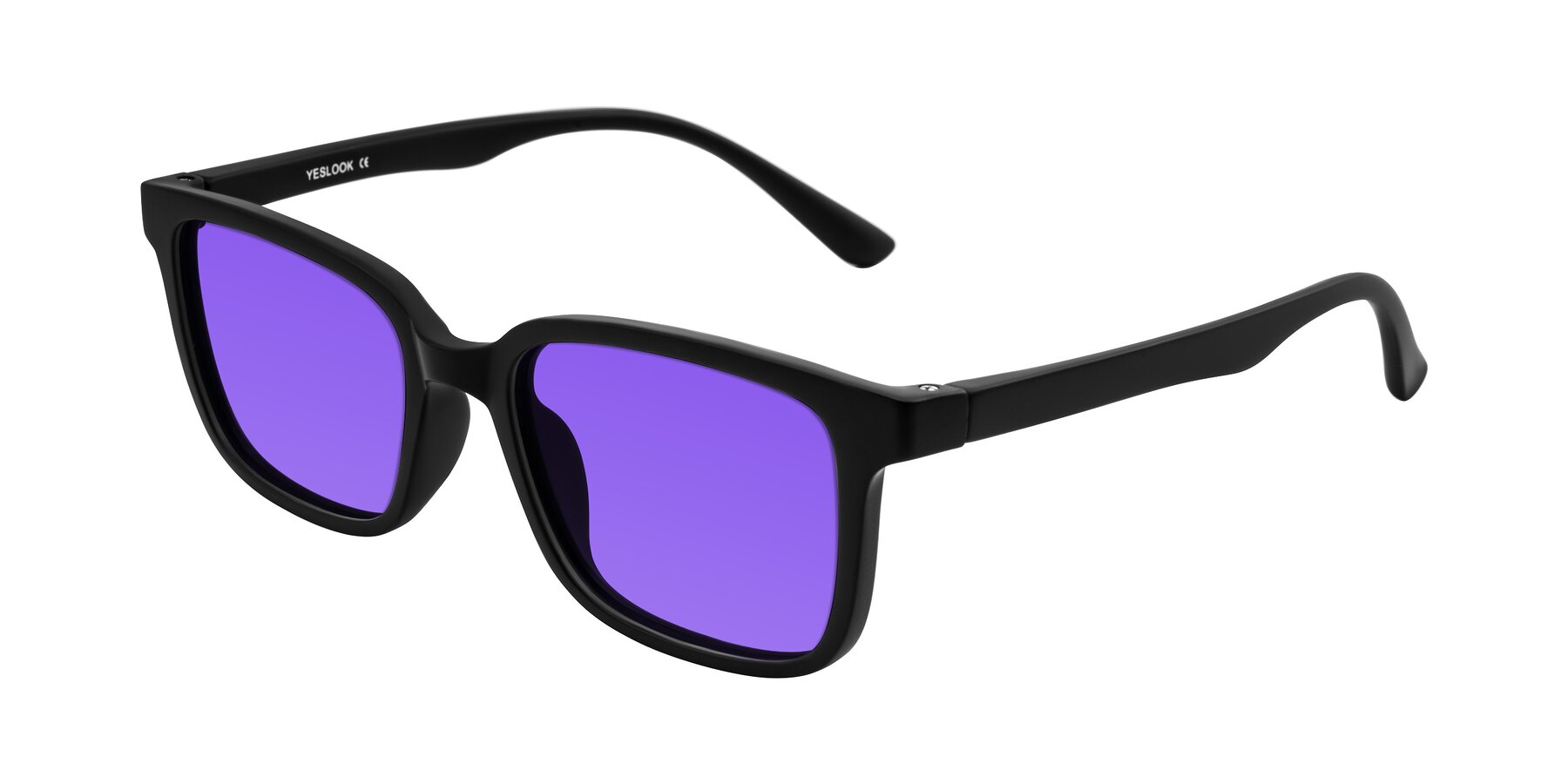 Angle of Joynton in Matte Black with Purple Tinted Lenses