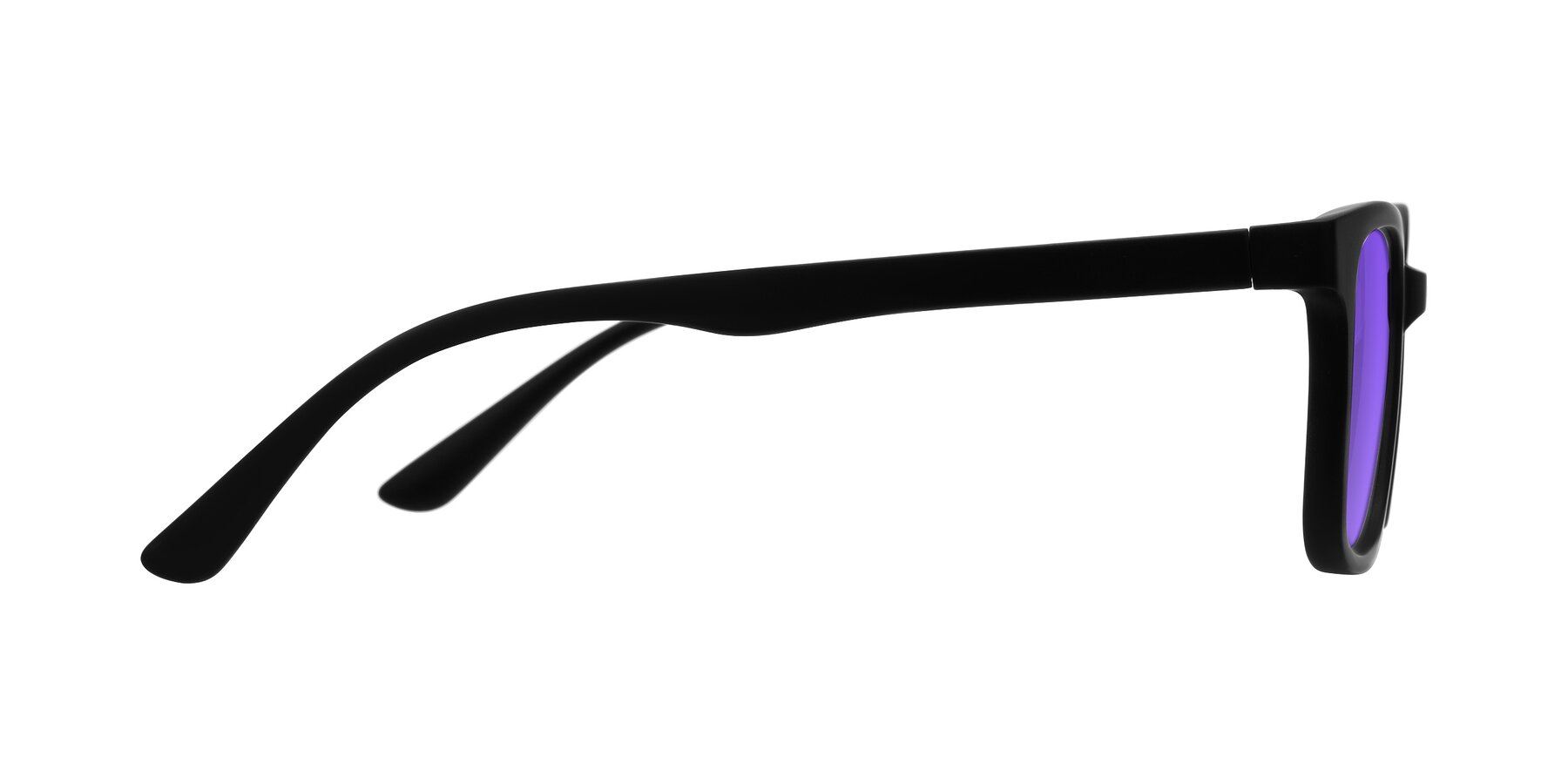 Side of Joynton in Matte Black with Purple Tinted Lenses