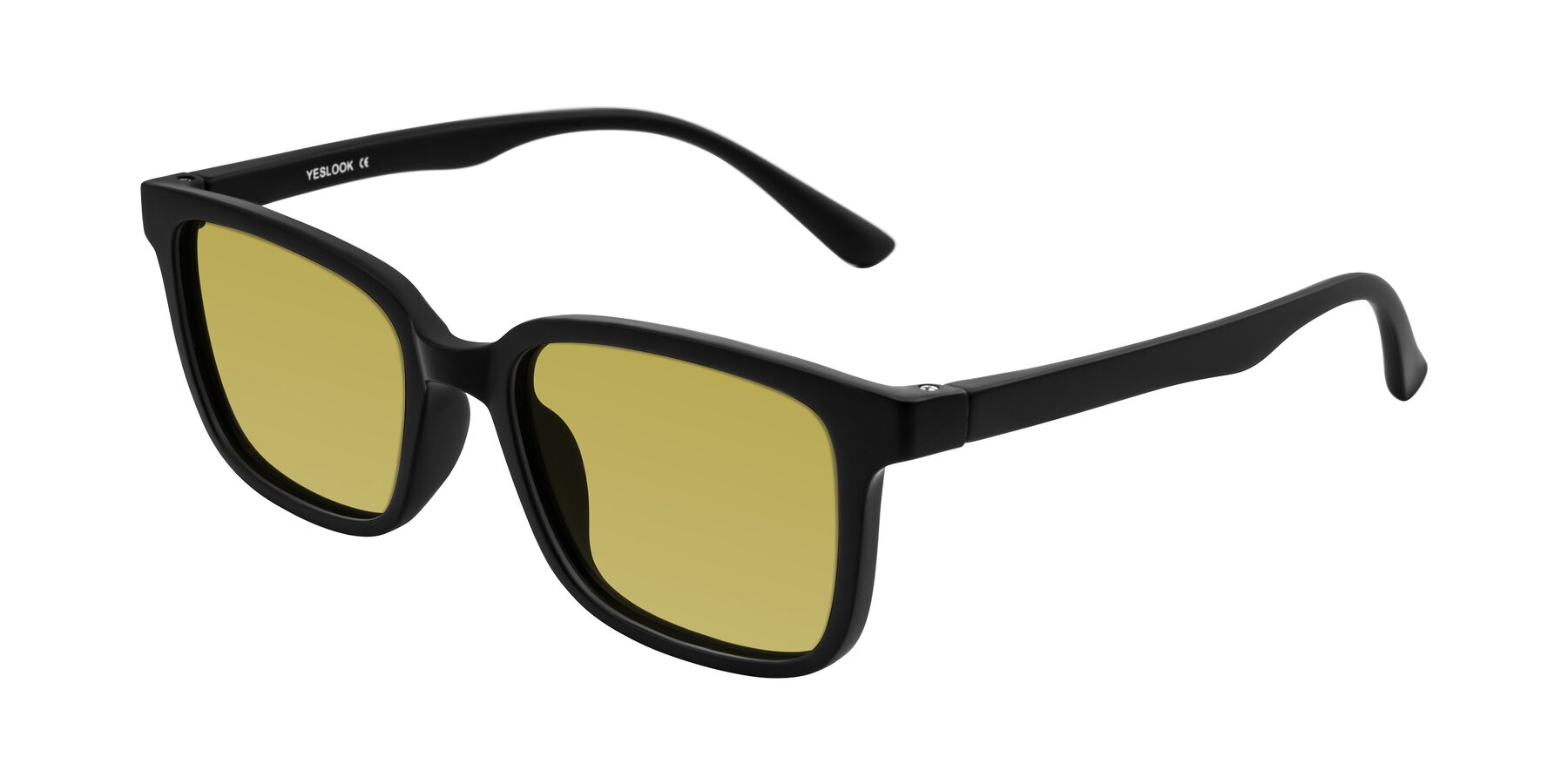 Angle of Joynton in Matte Black with Champagne Tinted Lenses