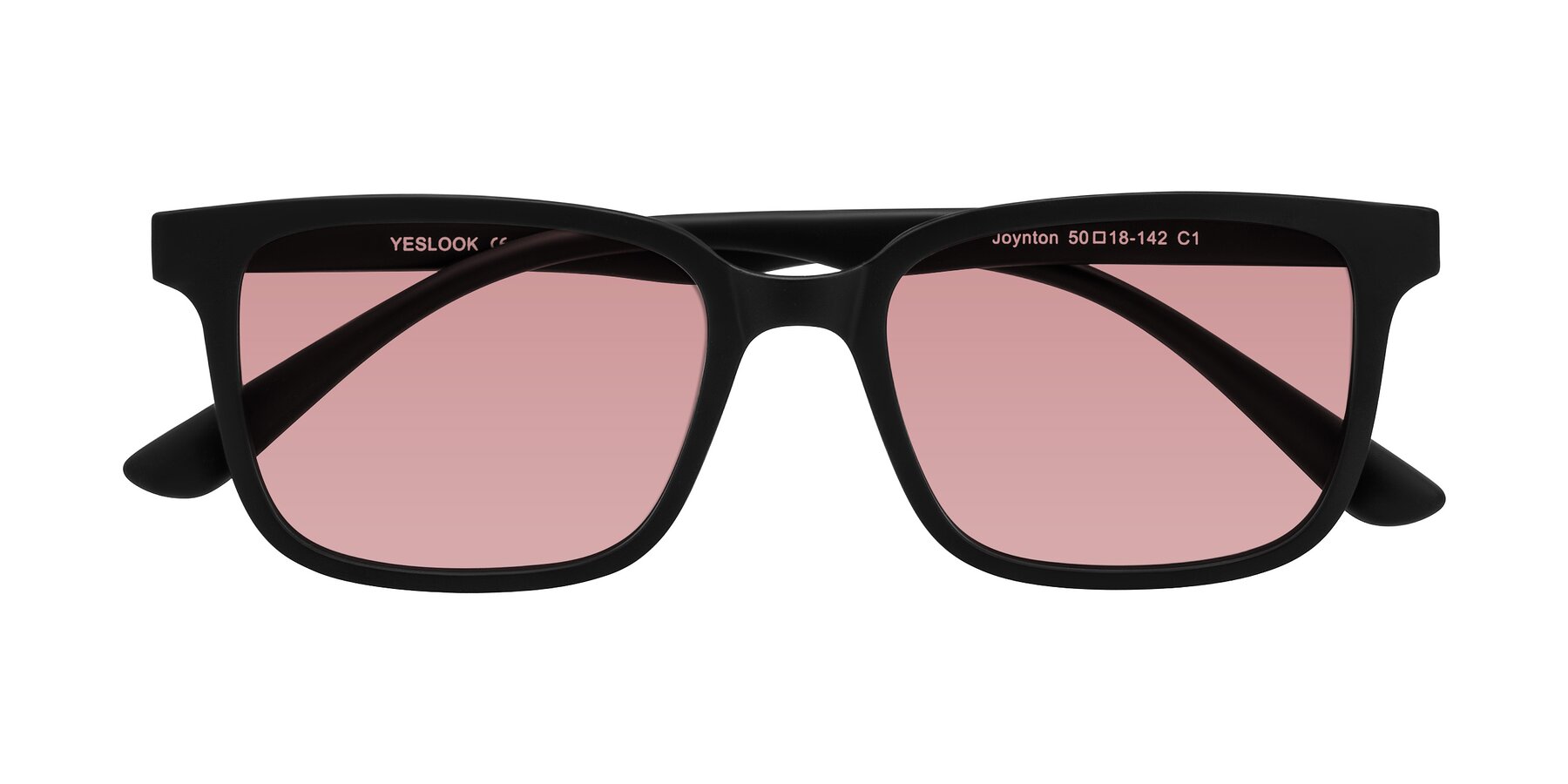 Folded Front of Joynton in Matte Black with Medium Garnet Tinted Lenses
