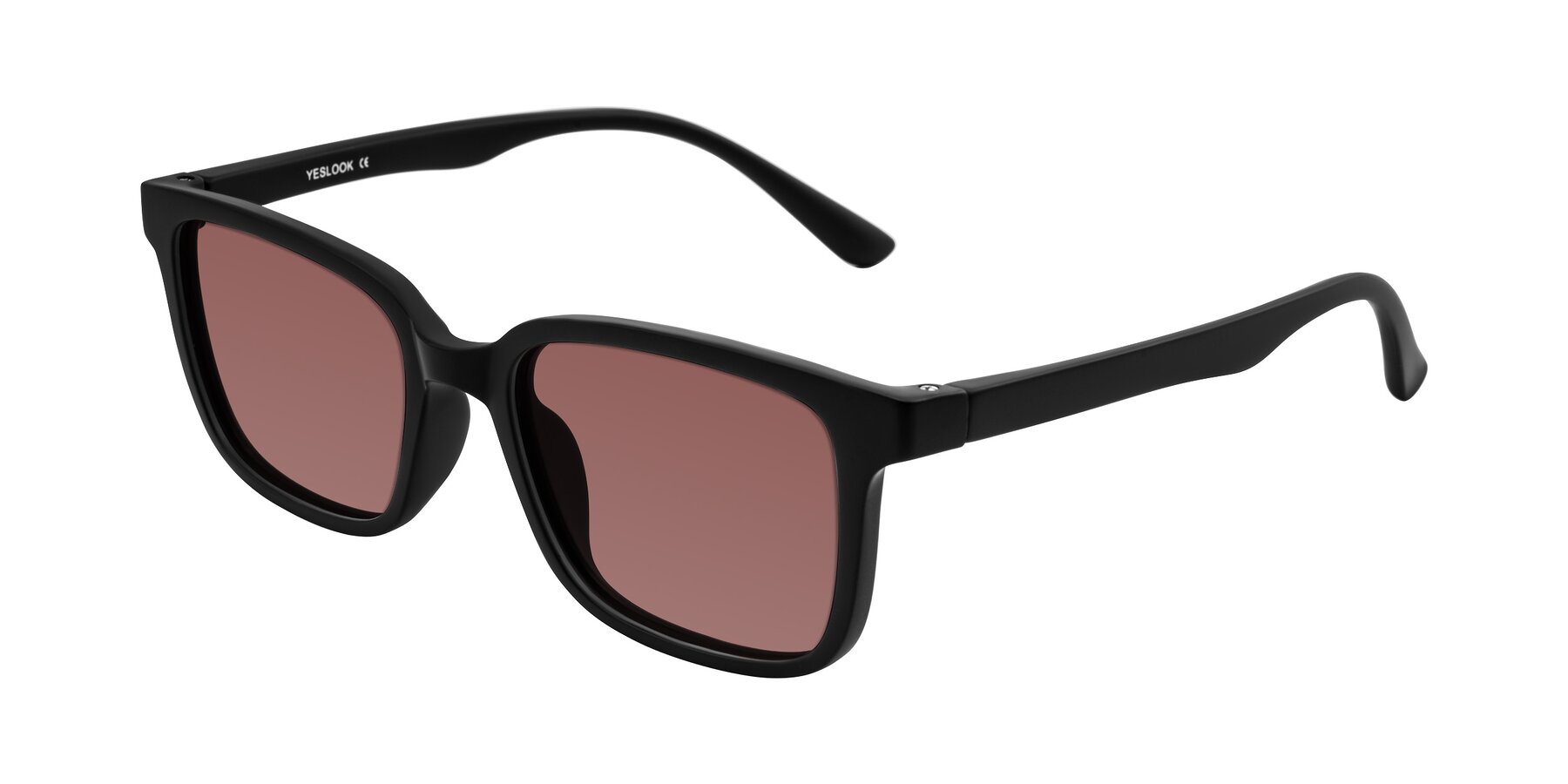 Angle of Joynton in Matte Black with Garnet Tinted Lenses