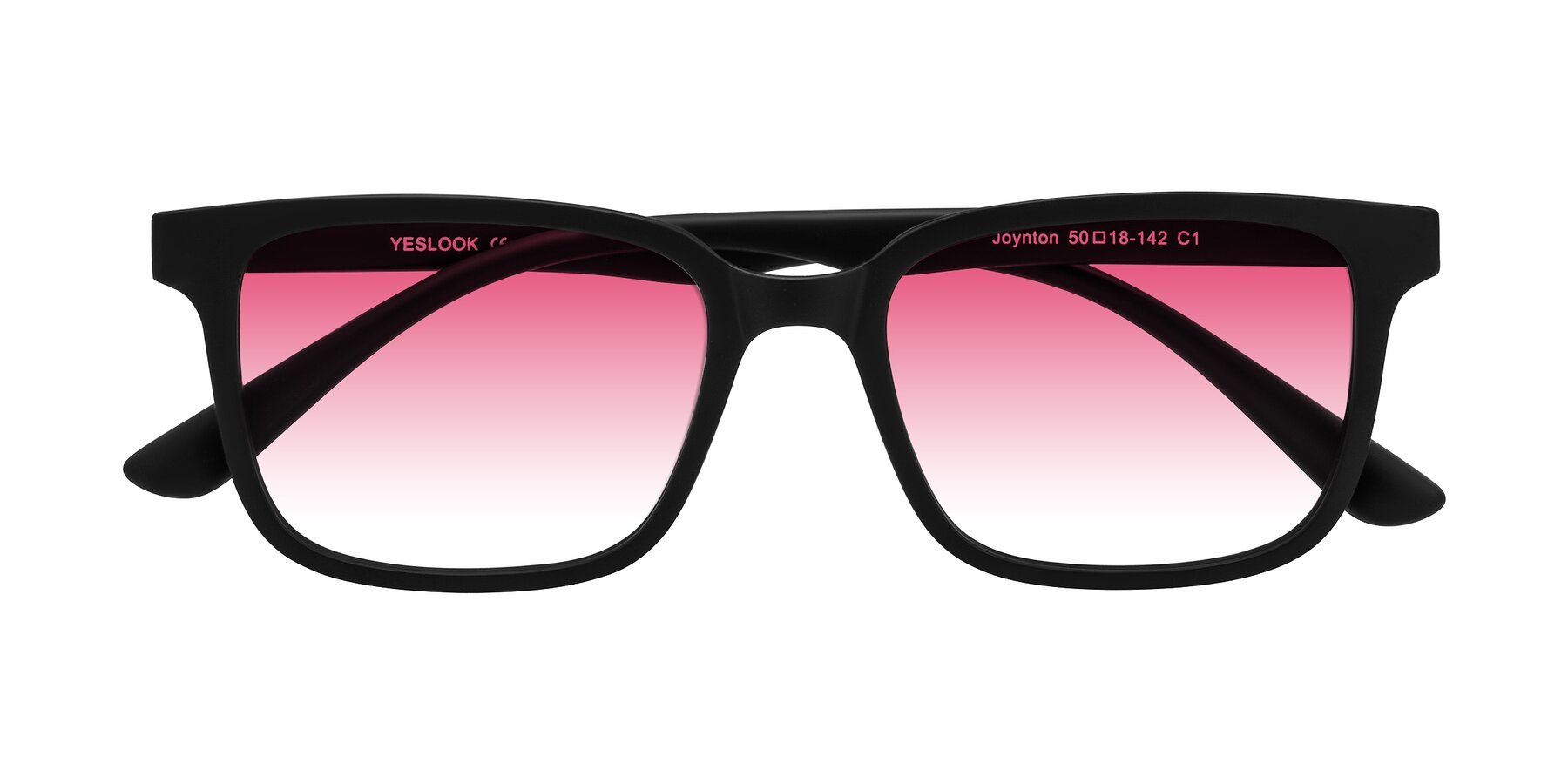 Folded Front of Joynton in Matte Black with Pink Gradient Lenses