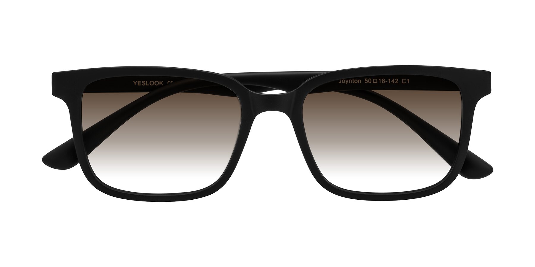 Folded Front of Joynton in Matte Black with Brown Gradient Lenses