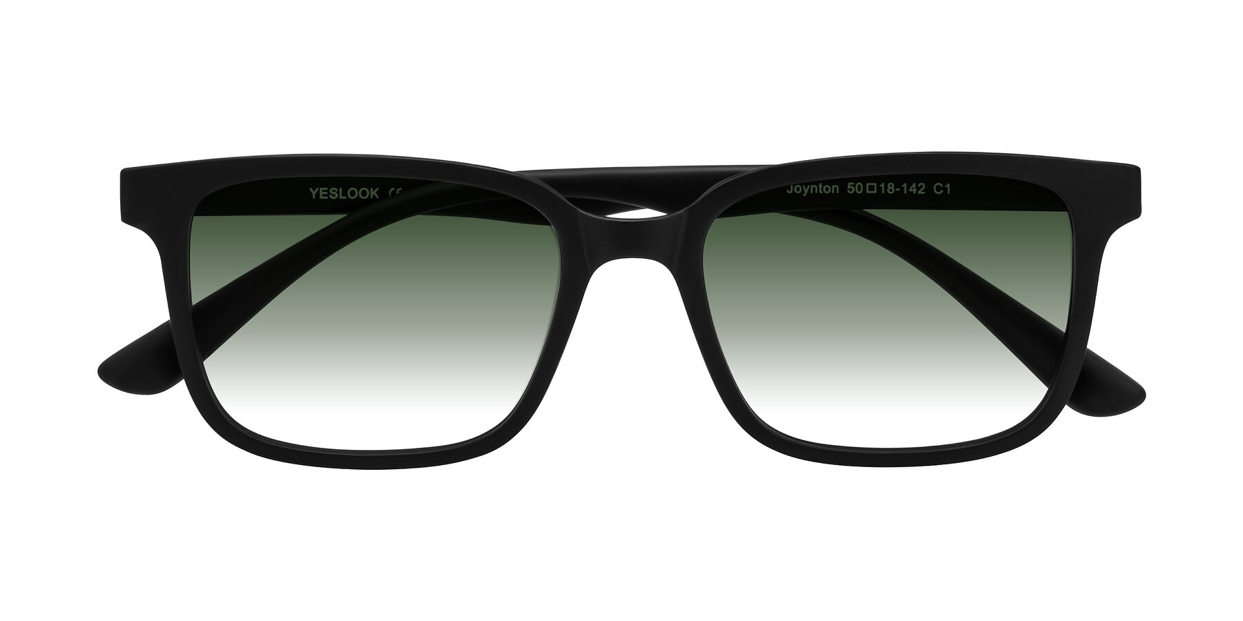 Folded Front of Joynton in Matte Black with Green Gradient Lenses