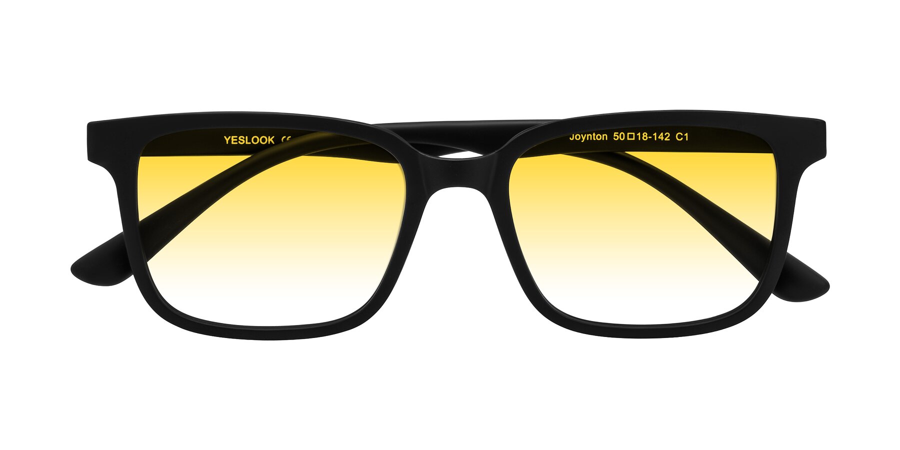 Folded Front of Joynton in Matte Black with Yellow Gradient Lenses