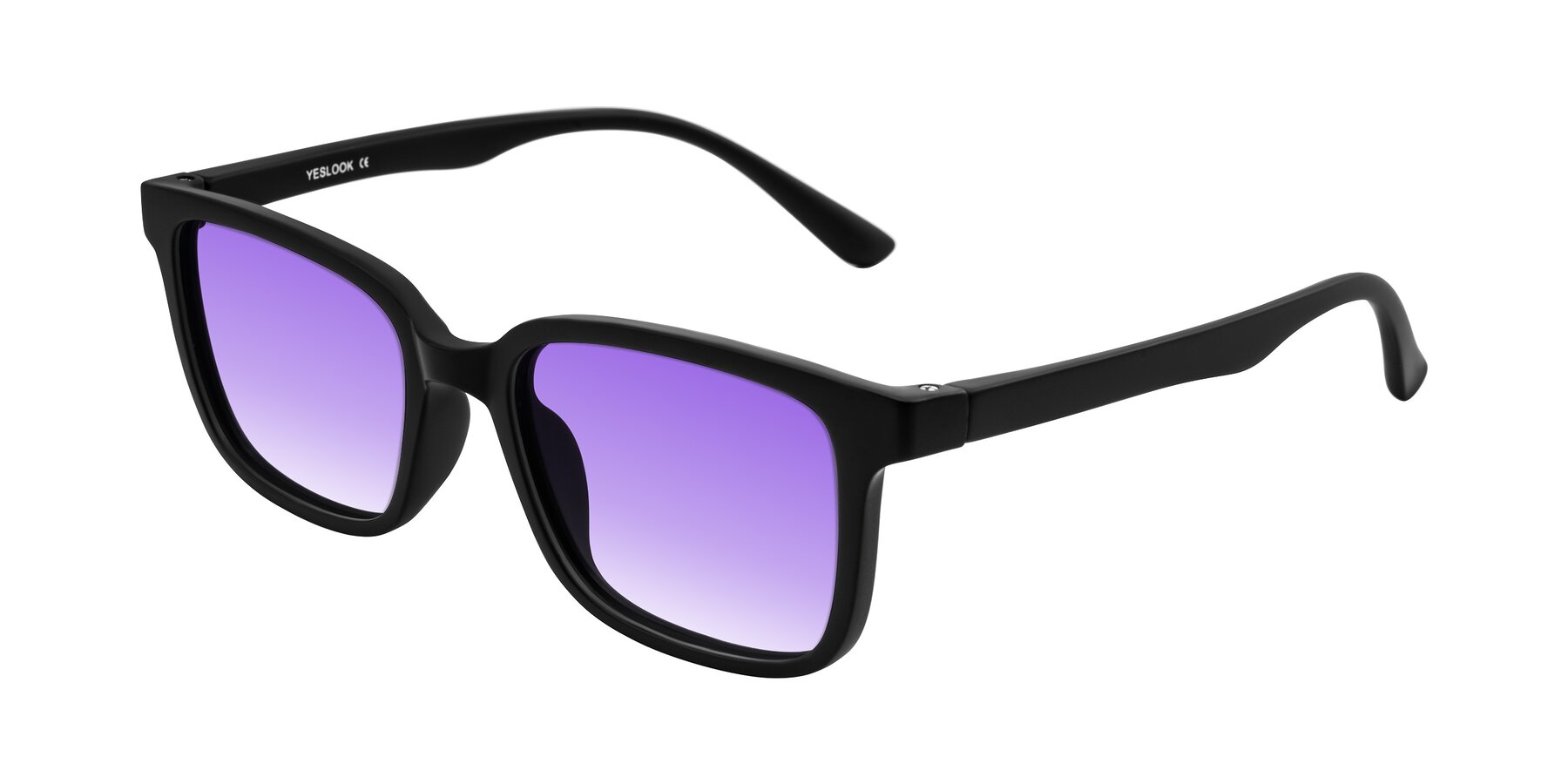 Angle of Joynton in Matte Black with Purple Gradient Lenses