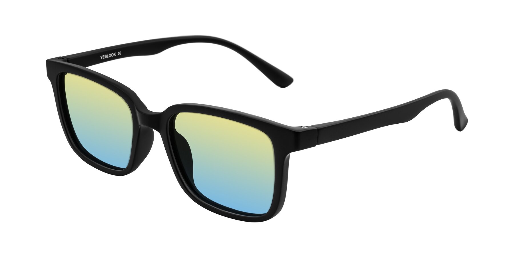 Angle of Joynton in Matte Black with Yellow / Blue Gradient Lenses