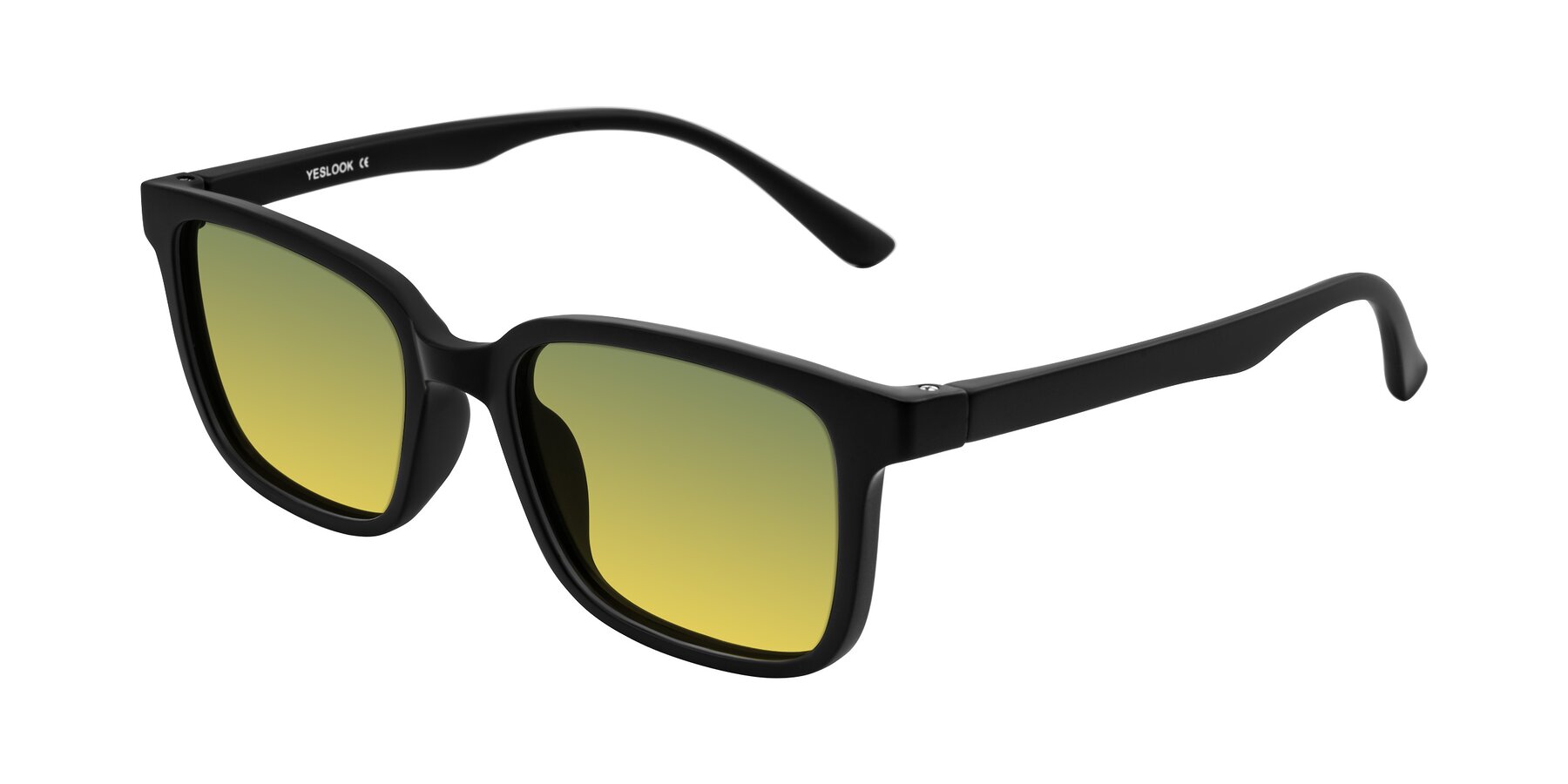 Angle of Joynton in Matte Black with Green / Yellow Gradient Lenses