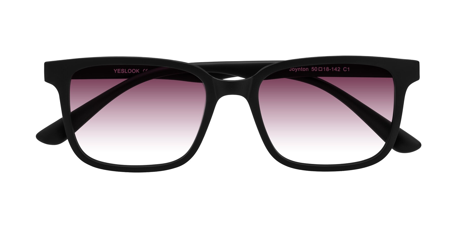 Folded Front of Joynton in Matte Black with Wine Gradient Lenses