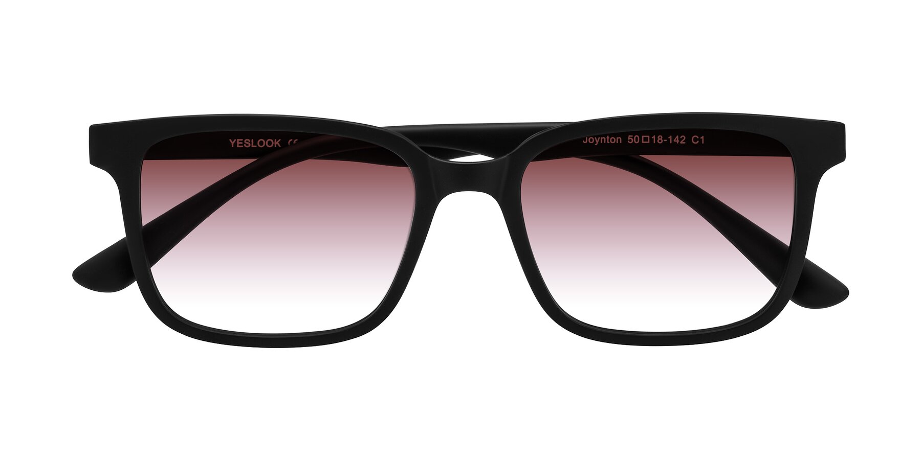 Folded Front of Joynton in Matte Black with Garnet Gradient Lenses