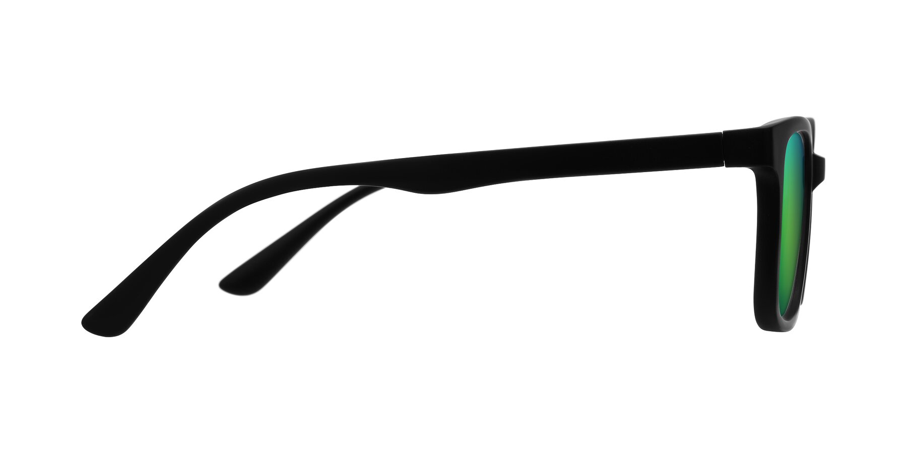 Side of Joynton in Matte Black with Green Mirrored Lenses