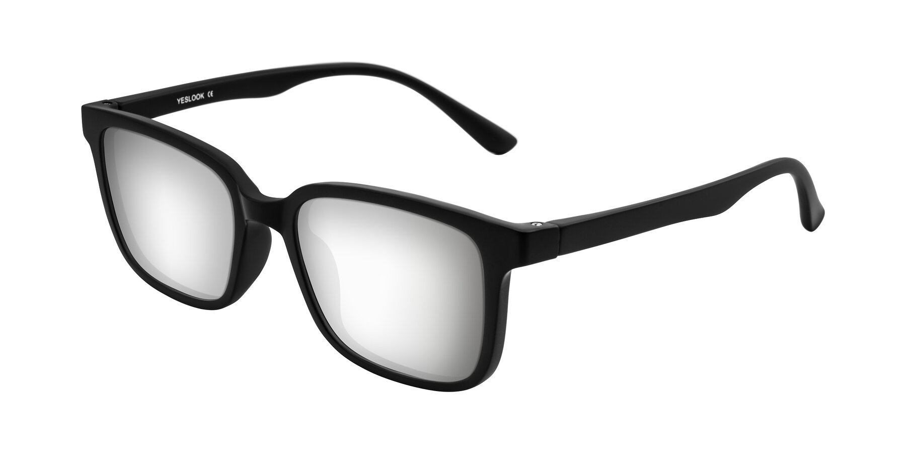 Angle of Joynton in Matte Black with Silver Mirrored Lenses