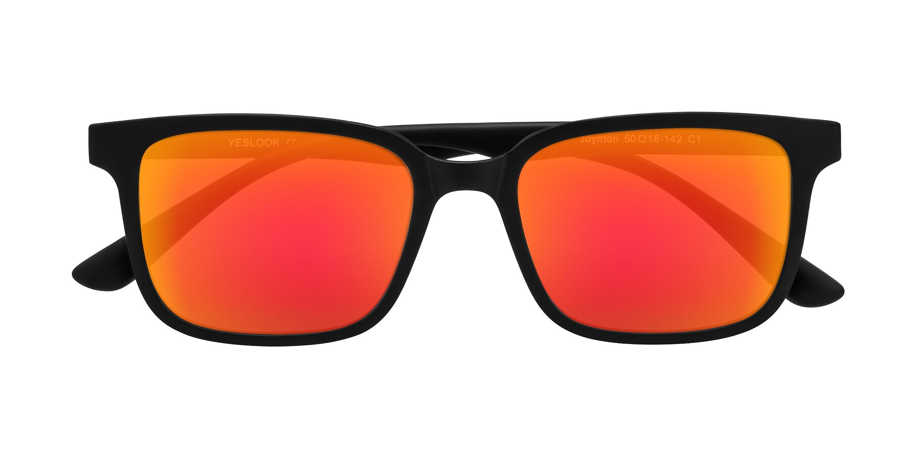 Folded Front of Joynton in Matte Black with Red Gold Mirrored Lenses