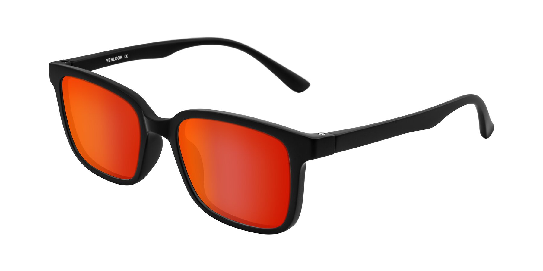 Angle of Joynton in Matte Black with Red Gold Mirrored Lenses