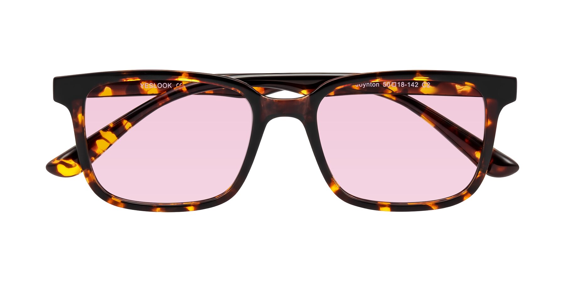 Folded Front of Joynton in Tortoise with Light Pink Tinted Lenses