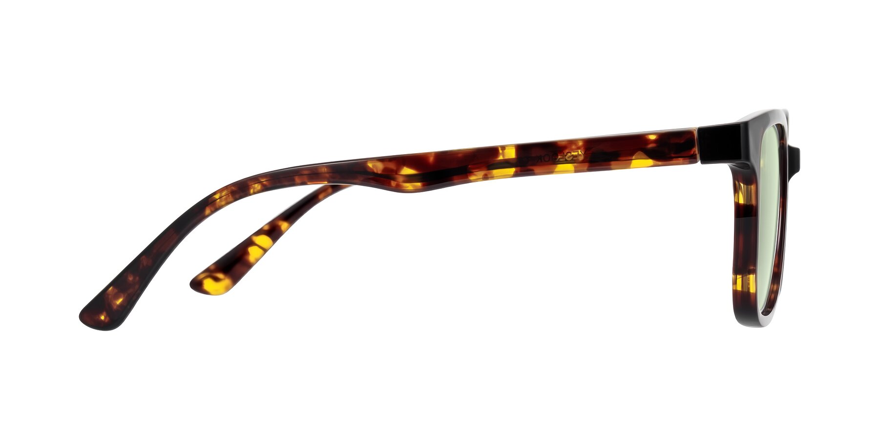 Side of Joynton in Tortoise with Light Green Tinted Lenses