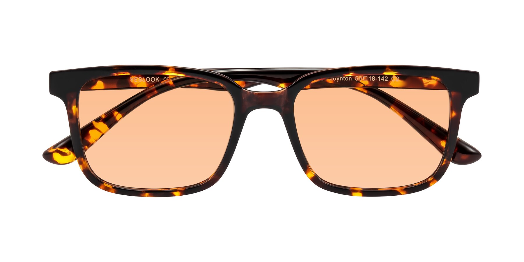 Folded Front of Joynton in Tortoise with Light Orange Tinted Lenses