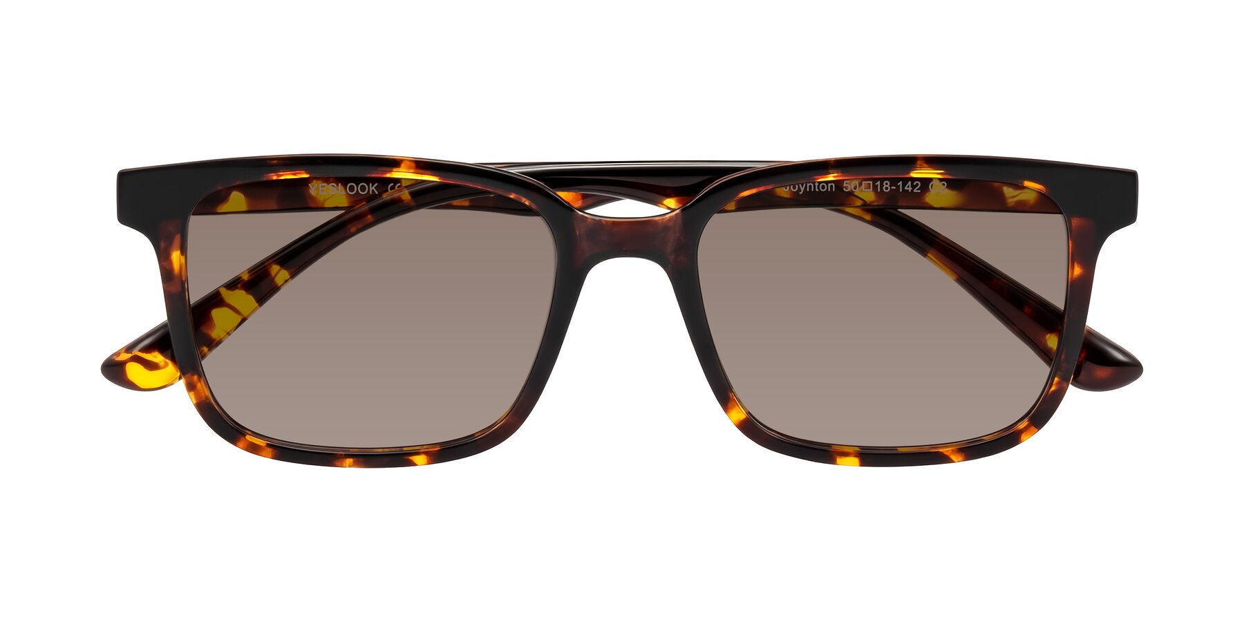 Folded Front of Joynton in Tortoise with Medium Brown Tinted Lenses