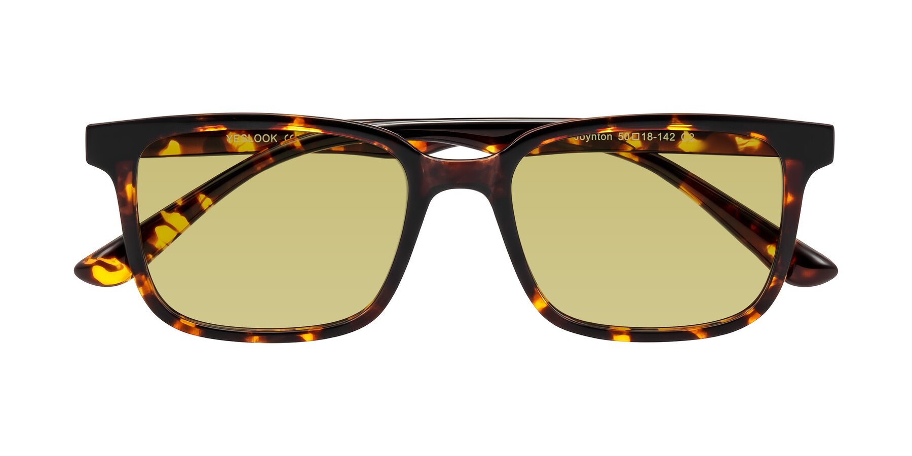 Folded Front of Joynton in Tortoise with Medium Champagne Tinted Lenses