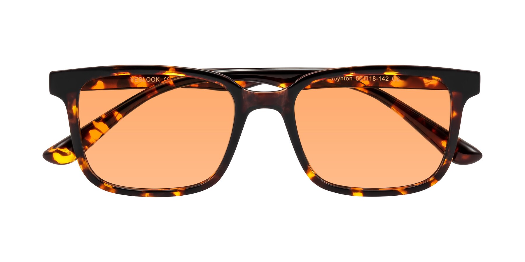 Folded Front of Joynton in Tortoise with Medium Orange Tinted Lenses