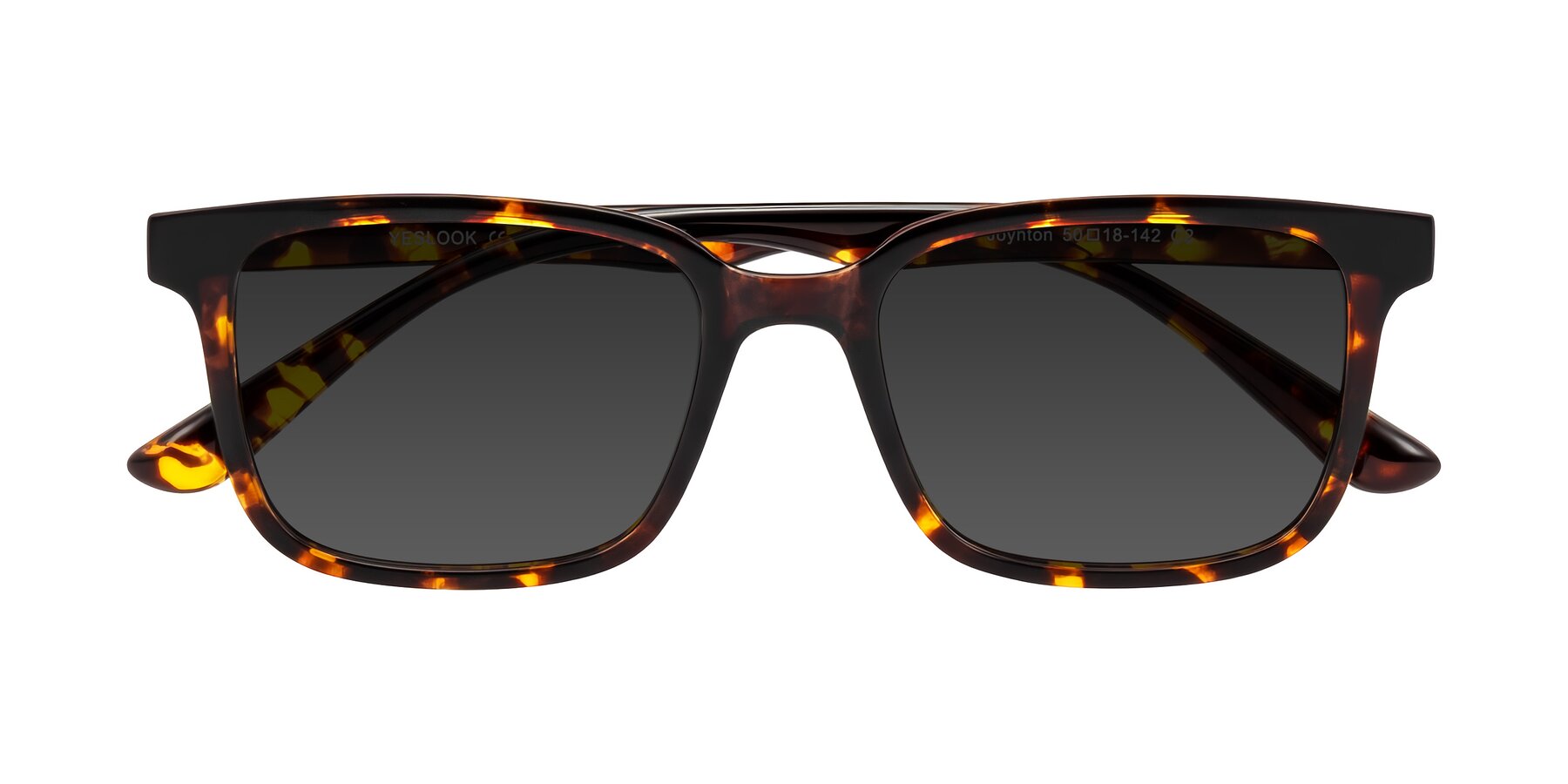 Folded Front of Joynton in Tortoise with Gray Tinted Lenses