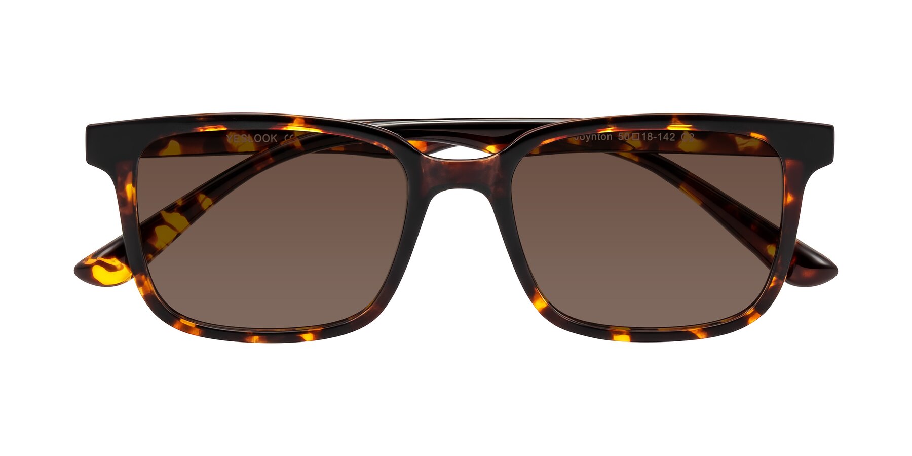 Folded Front of Joynton in Tortoise with Brown Tinted Lenses