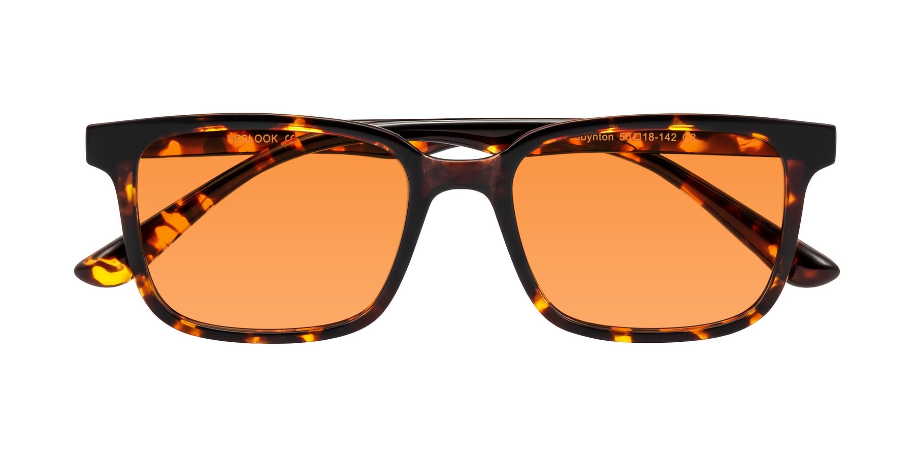 Folded Front of Joynton in Tortoise with Orange Tinted Lenses