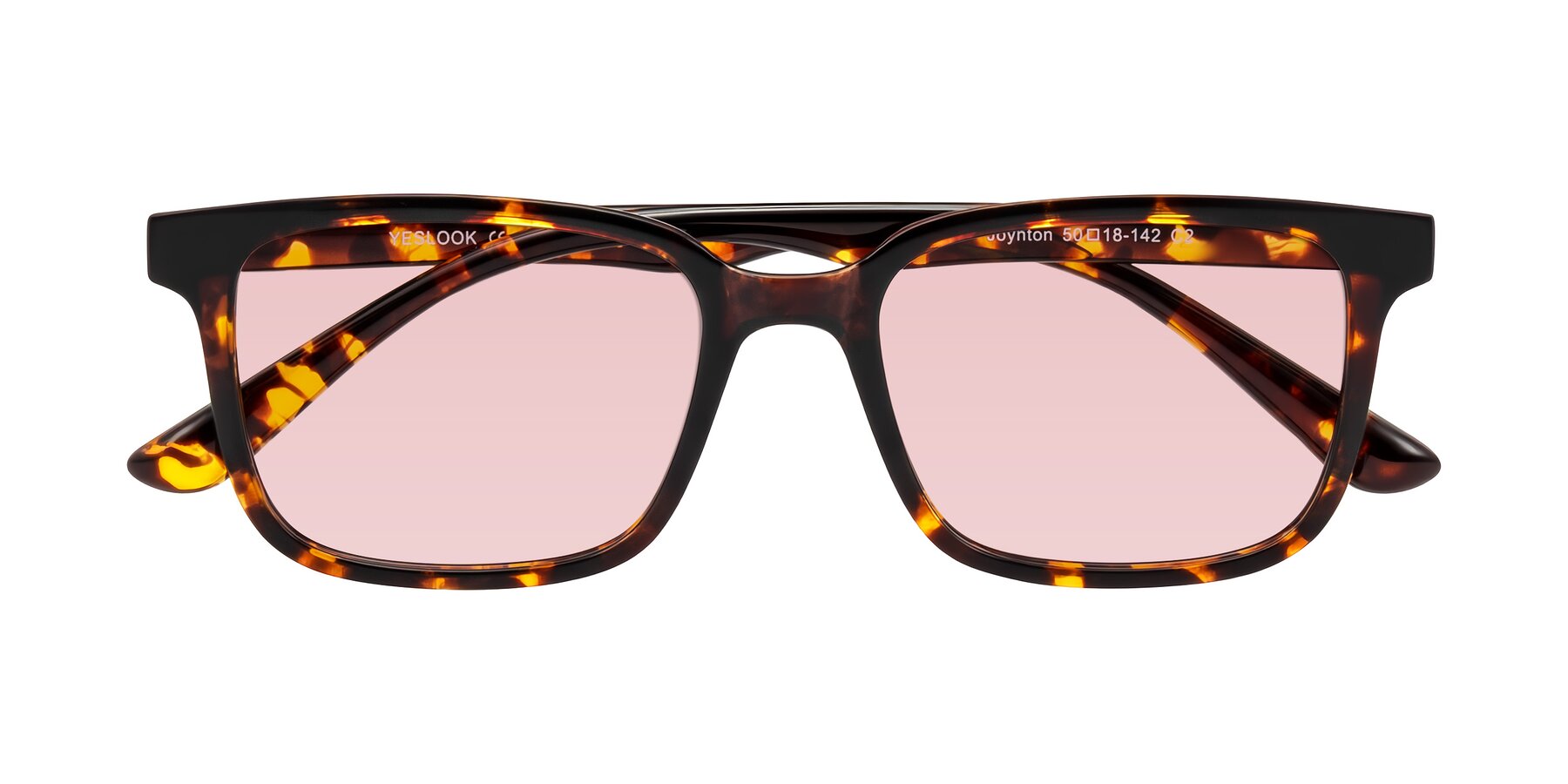 Folded Front of Joynton in Tortoise with Light Garnet Tinted Lenses