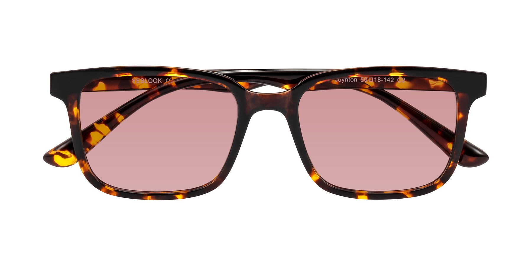 Folded Front of Joynton in Tortoise with Medium Garnet Tinted Lenses