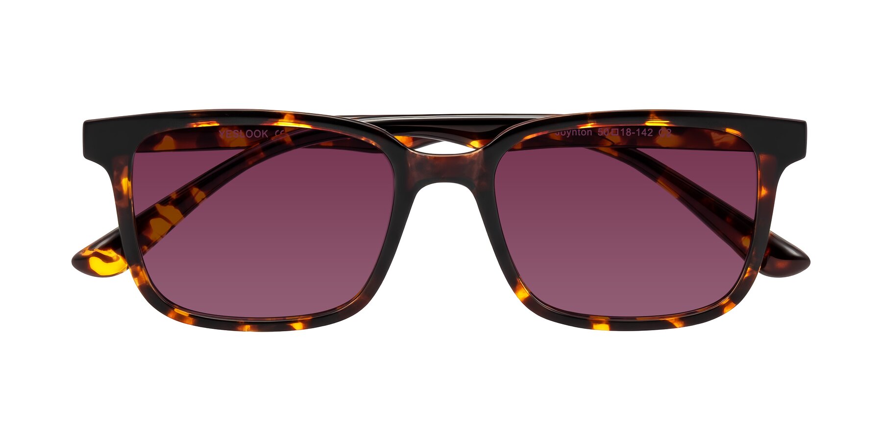 Folded Front of Joynton in Tortoise with Wine Tinted Lenses