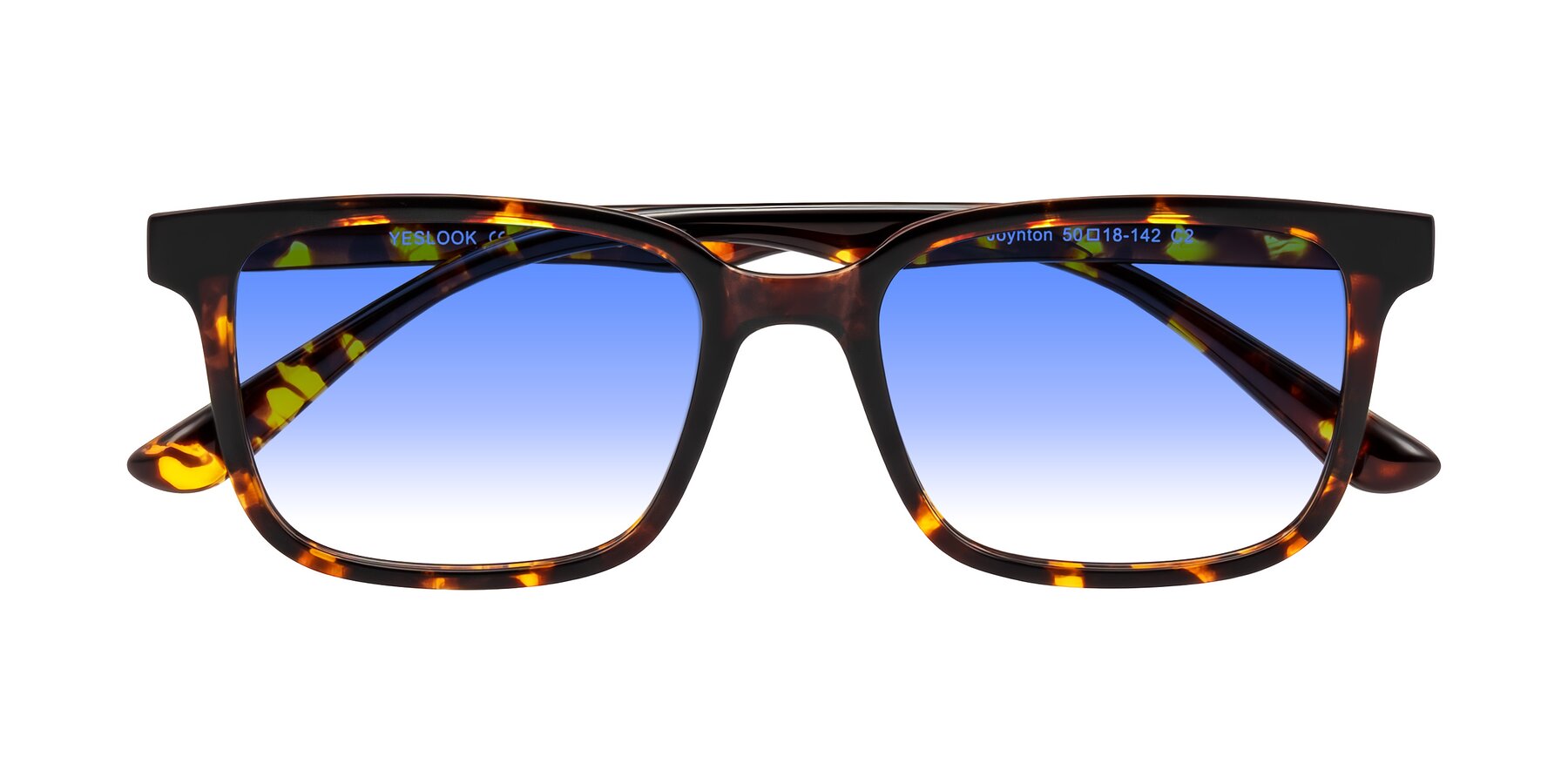 Folded Front of Joynton in Tortoise with Blue Gradient Lenses
