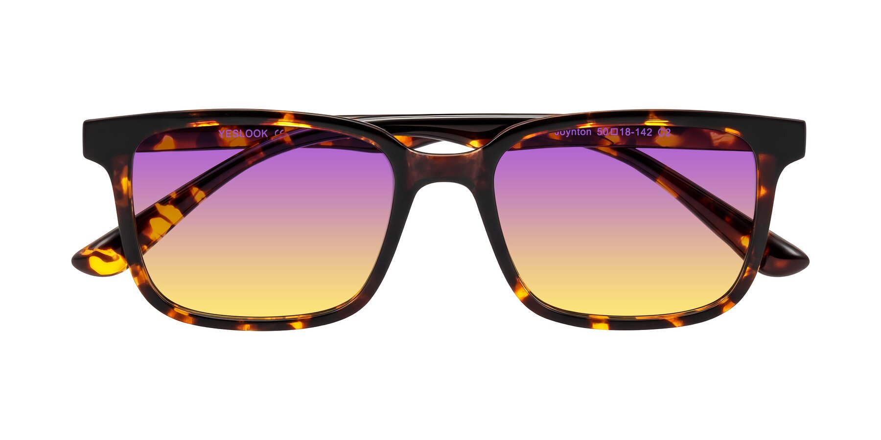 Folded Front of Joynton in Tortoise with Purple / Yellow Gradient Lenses