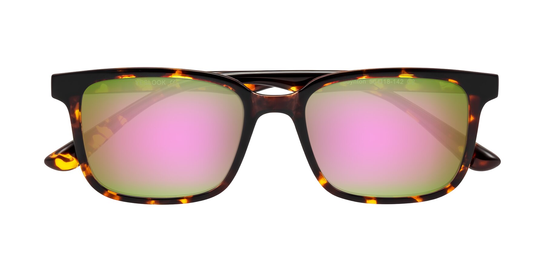 Folded Front of Joynton in Tortoise with Pink Mirrored Lenses