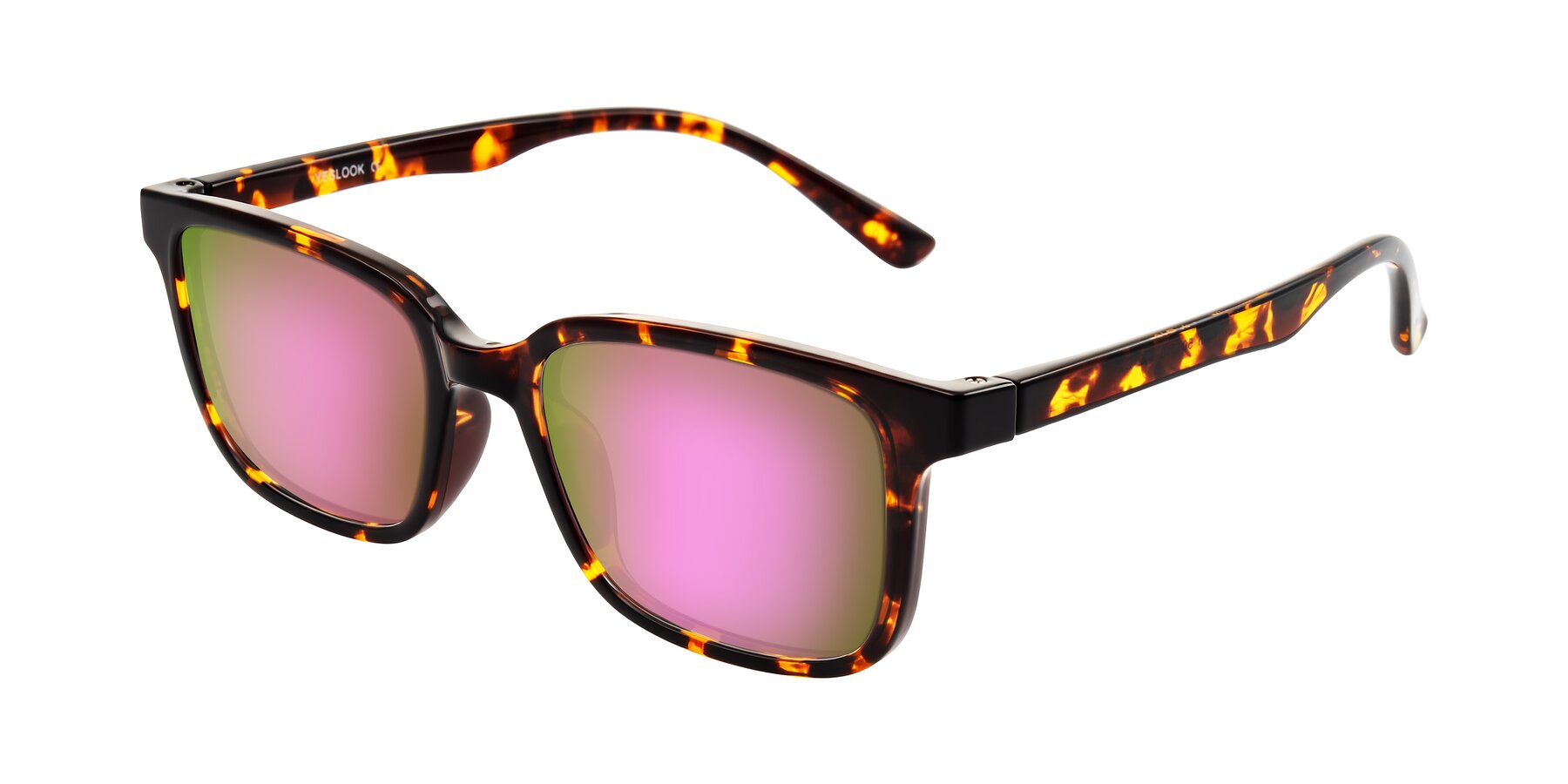 Angle of Joynton in Tortoise with Pink Mirrored Lenses