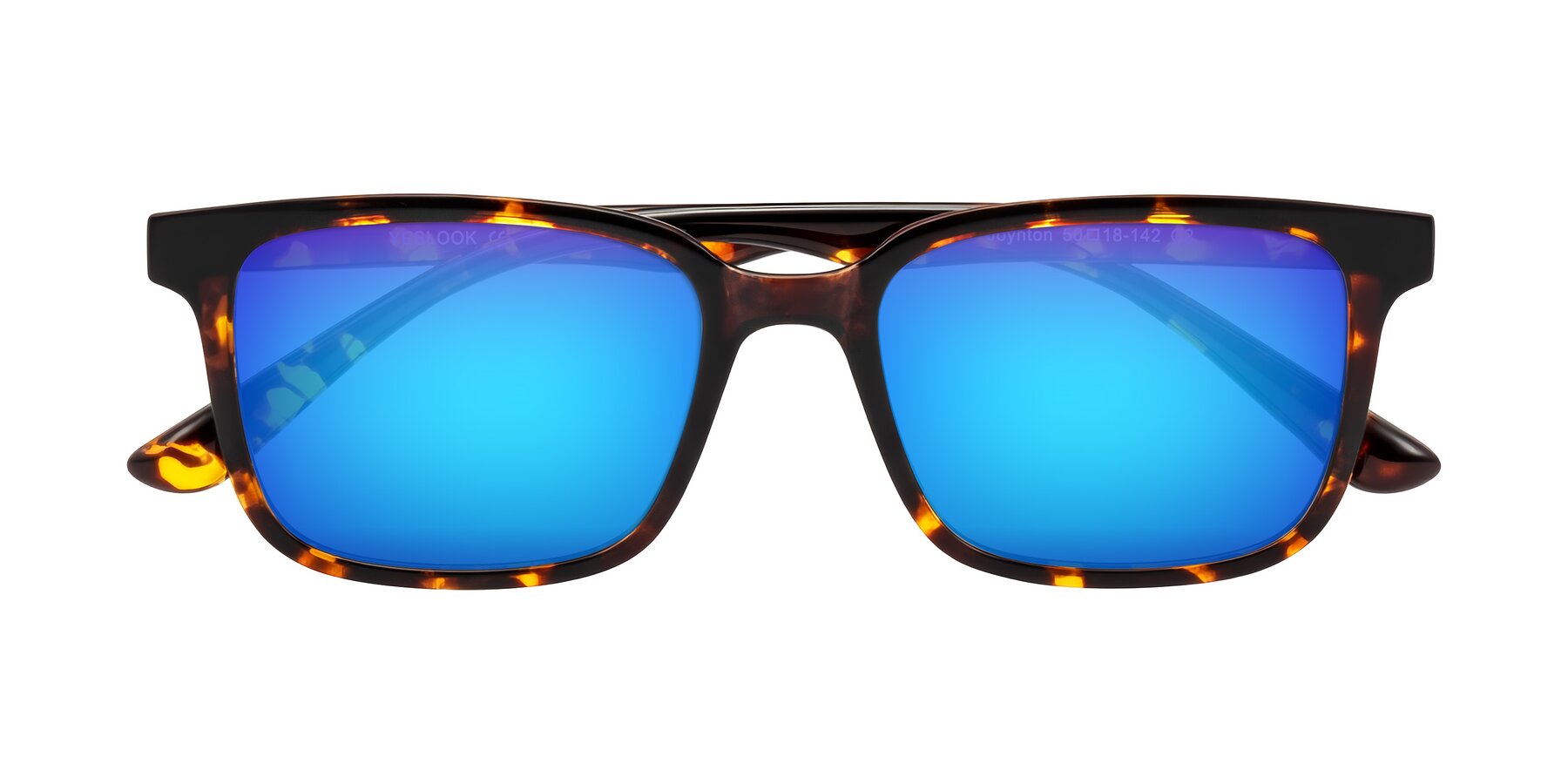 Folded Front of Joynton in Tortoise with Blue Mirrored Lenses