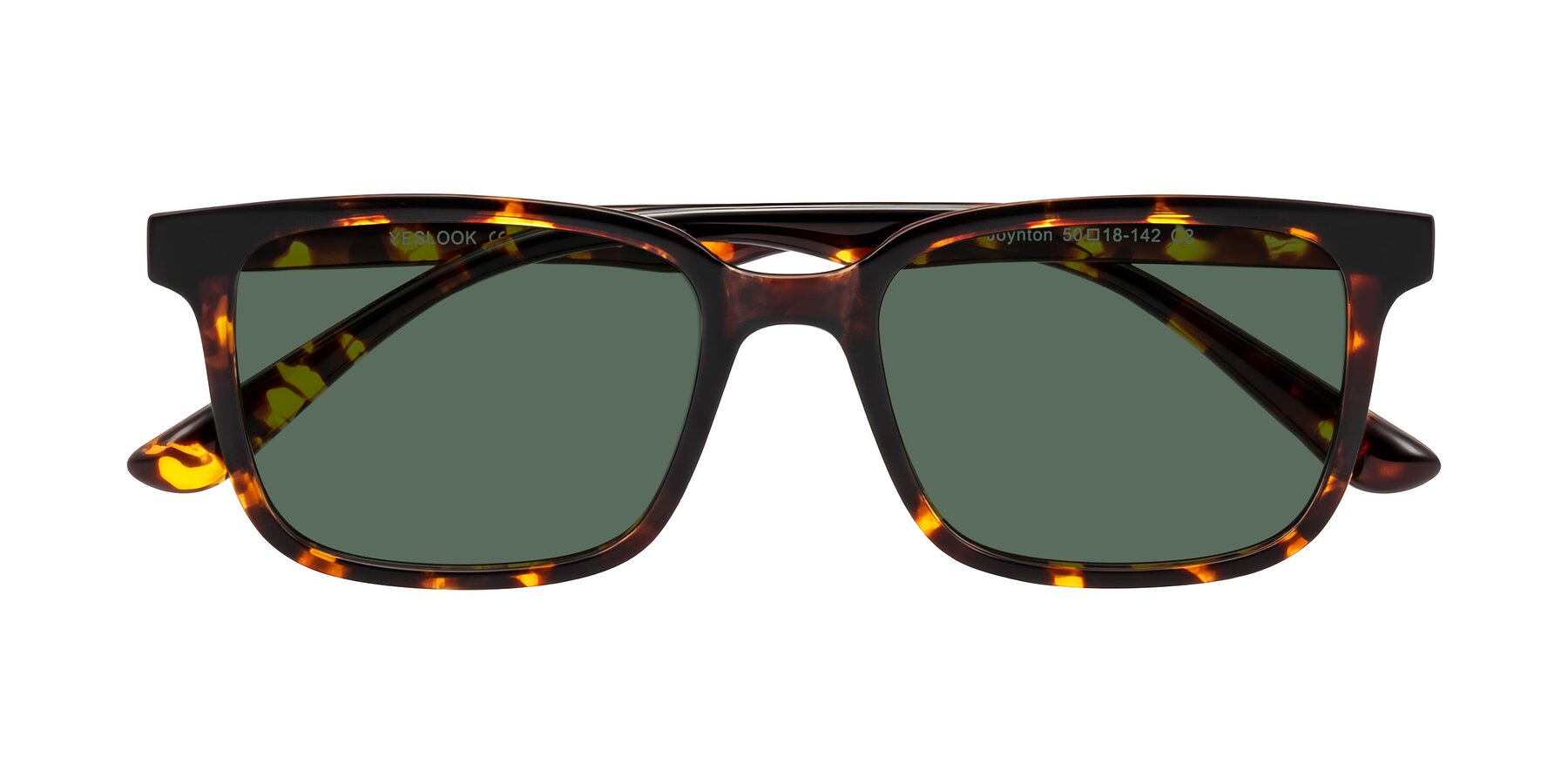 Folded Front of Joynton in Tortoise with Green Polarized Lenses