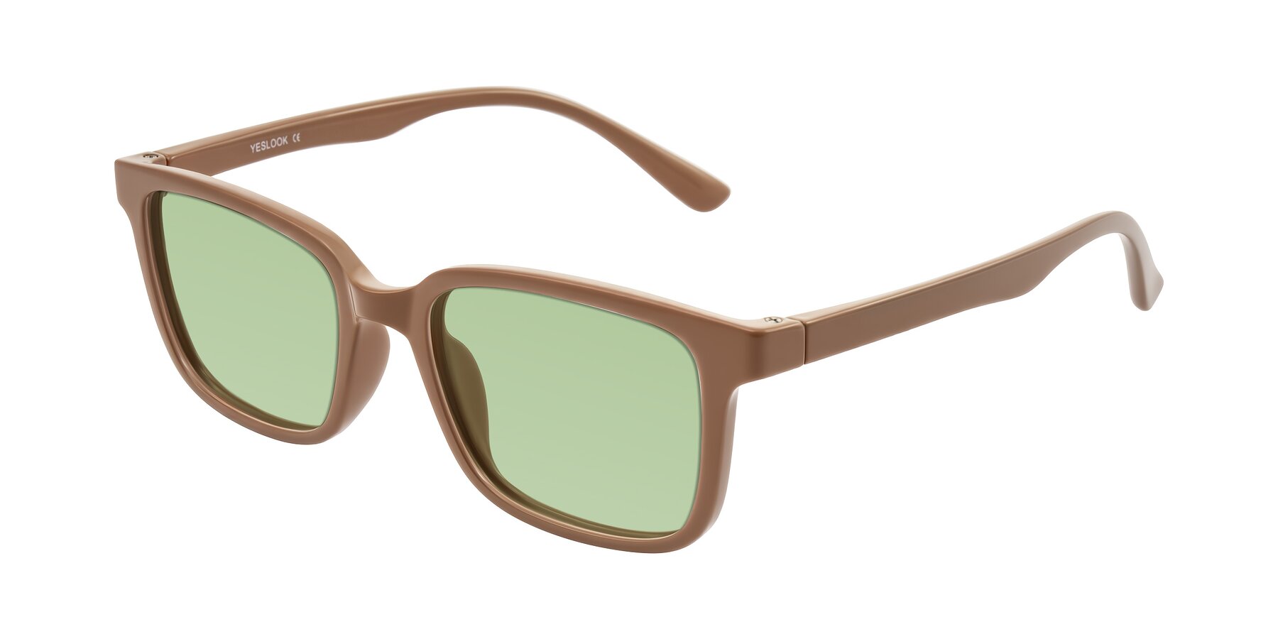 Angle of Joynton in Milk Chocolate with Medium Green Tinted Lenses