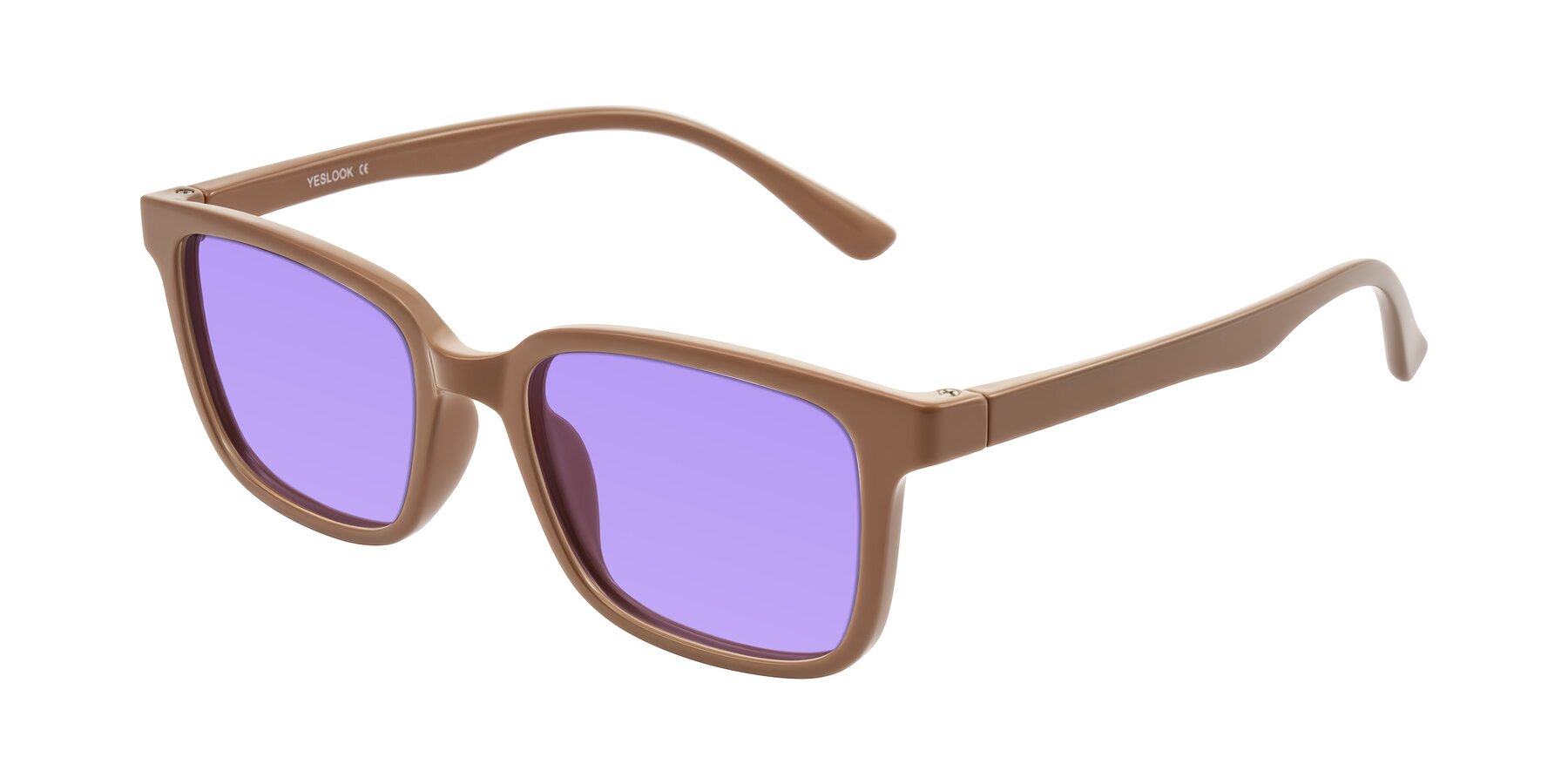 Angle of Joynton in Milk Chocolate with Medium Purple Tinted Lenses