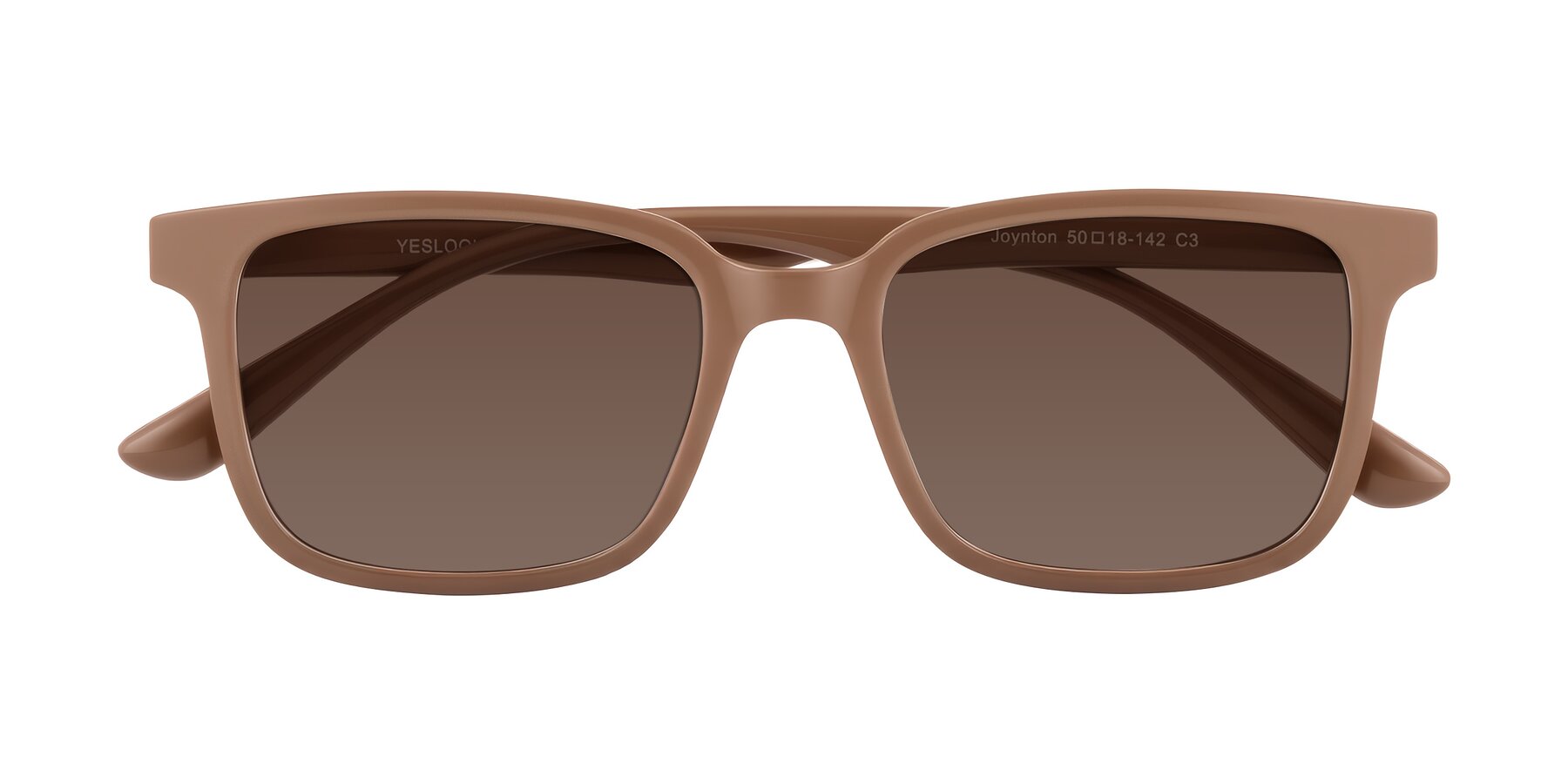 Folded Front of Joynton in Milk Chocolate with Brown Tinted Lenses