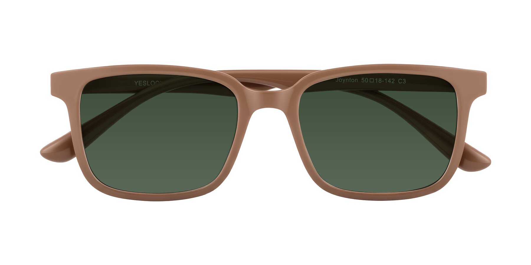 Folded Front of Joynton in Milk Chocolate with Green Tinted Lenses