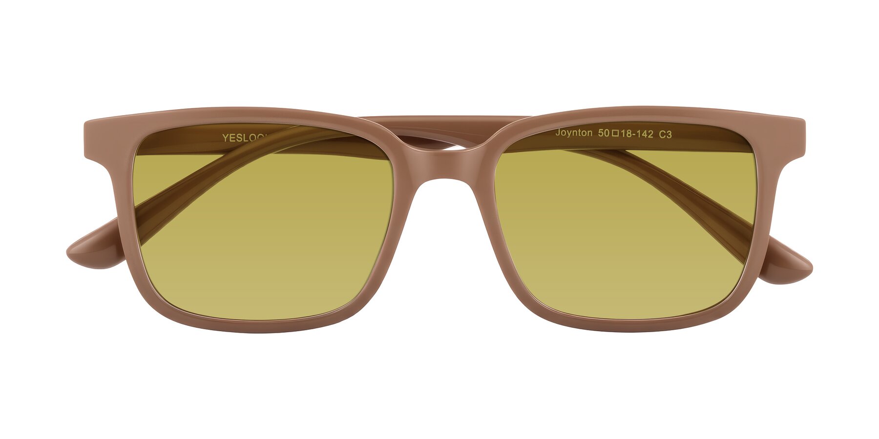 Folded Front of Joynton in Milk Chocolate with Champagne Tinted Lenses