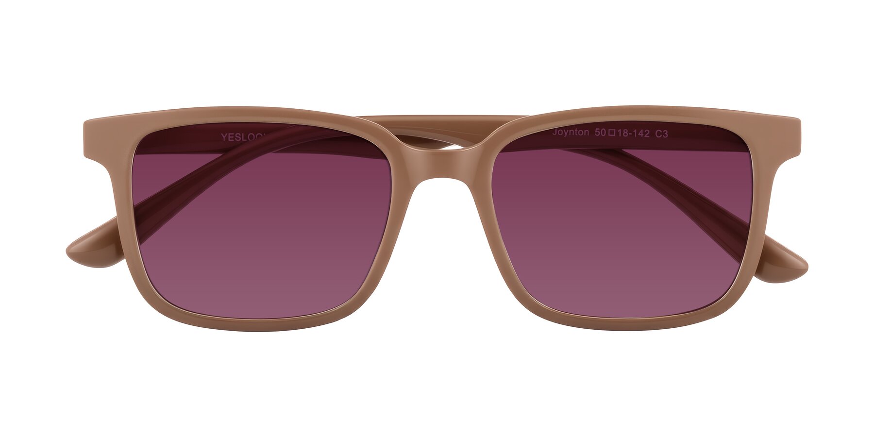 Folded Front of Joynton in Milk Chocolate with Wine Tinted Lenses
