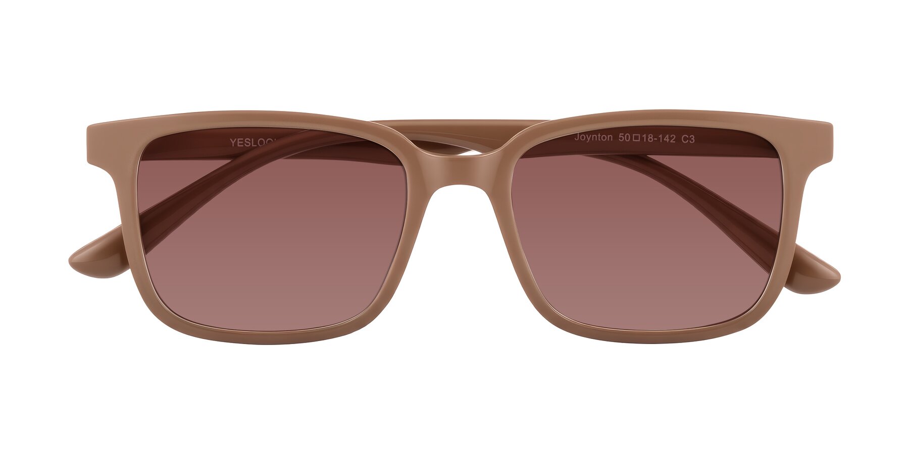 Folded Front of Joynton in Milk Chocolate with Garnet Tinted Lenses