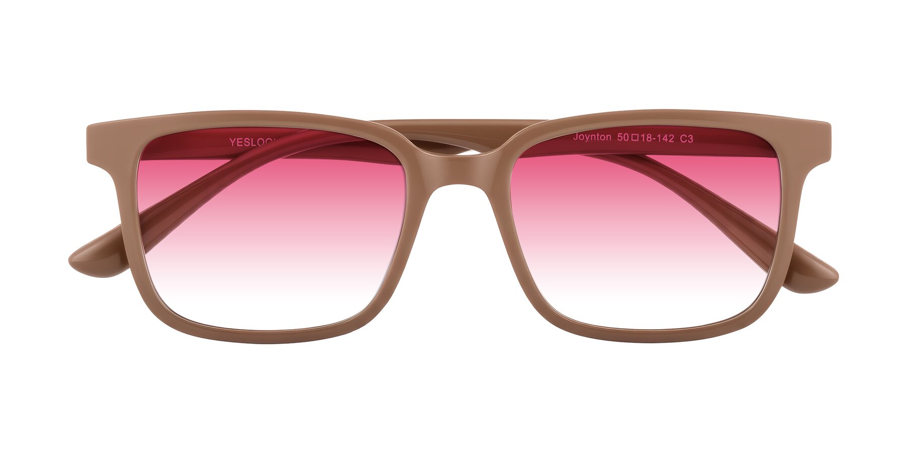 Folded Front of Joynton in Milk Chocolate with Pink Gradient Lenses