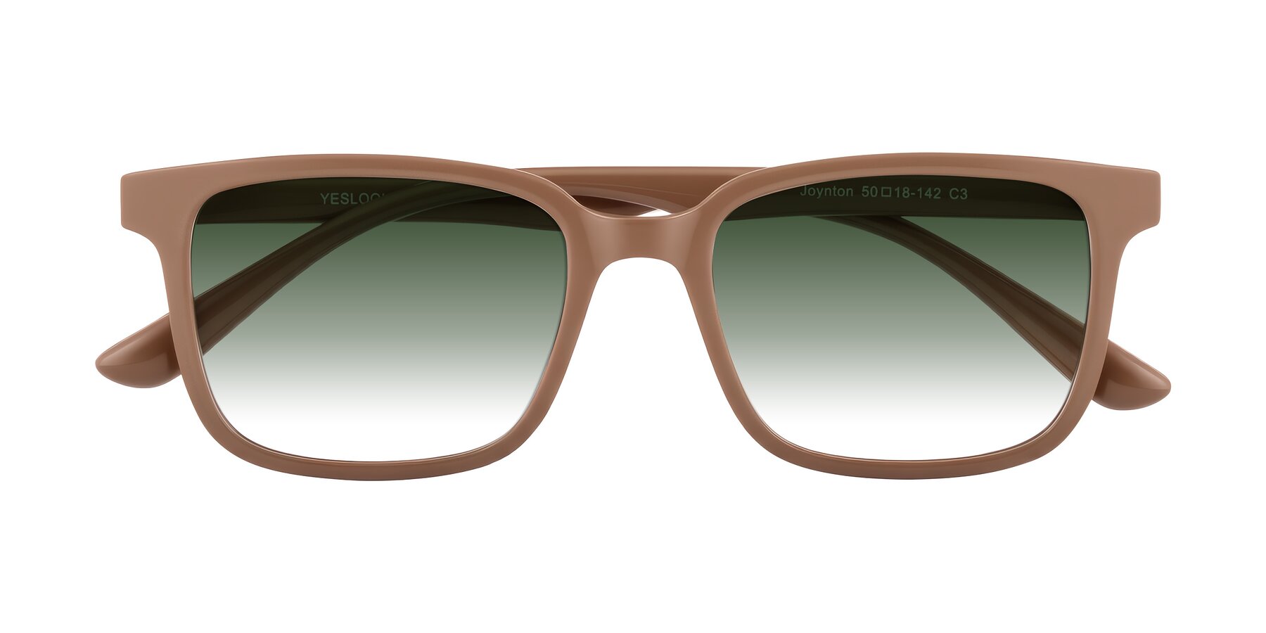 Folded Front of Joynton in Milk Chocolate with Green Gradient Lenses
