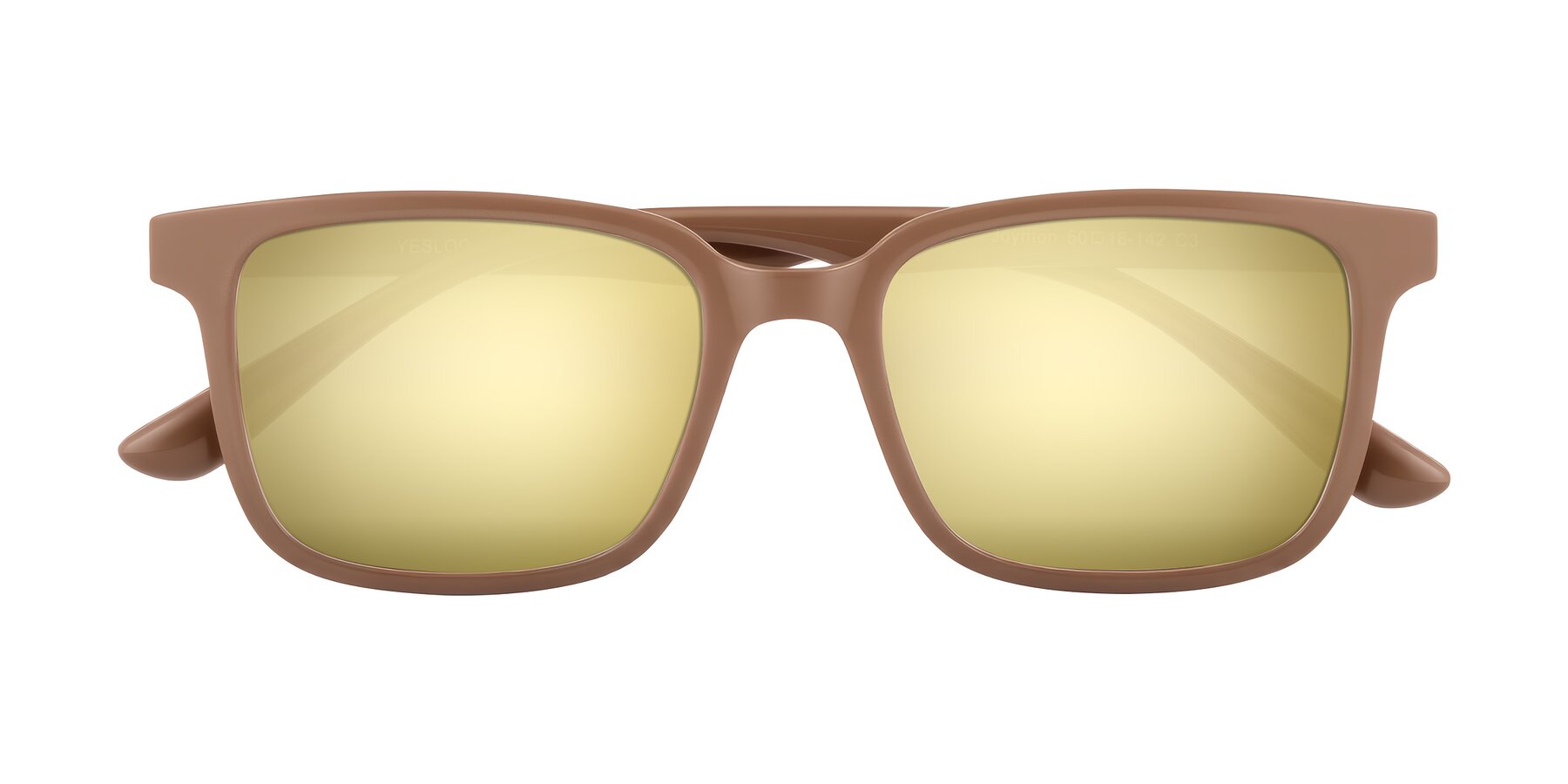 Folded Front of Joynton in Milk Chocolate with Gold Mirrored Lenses