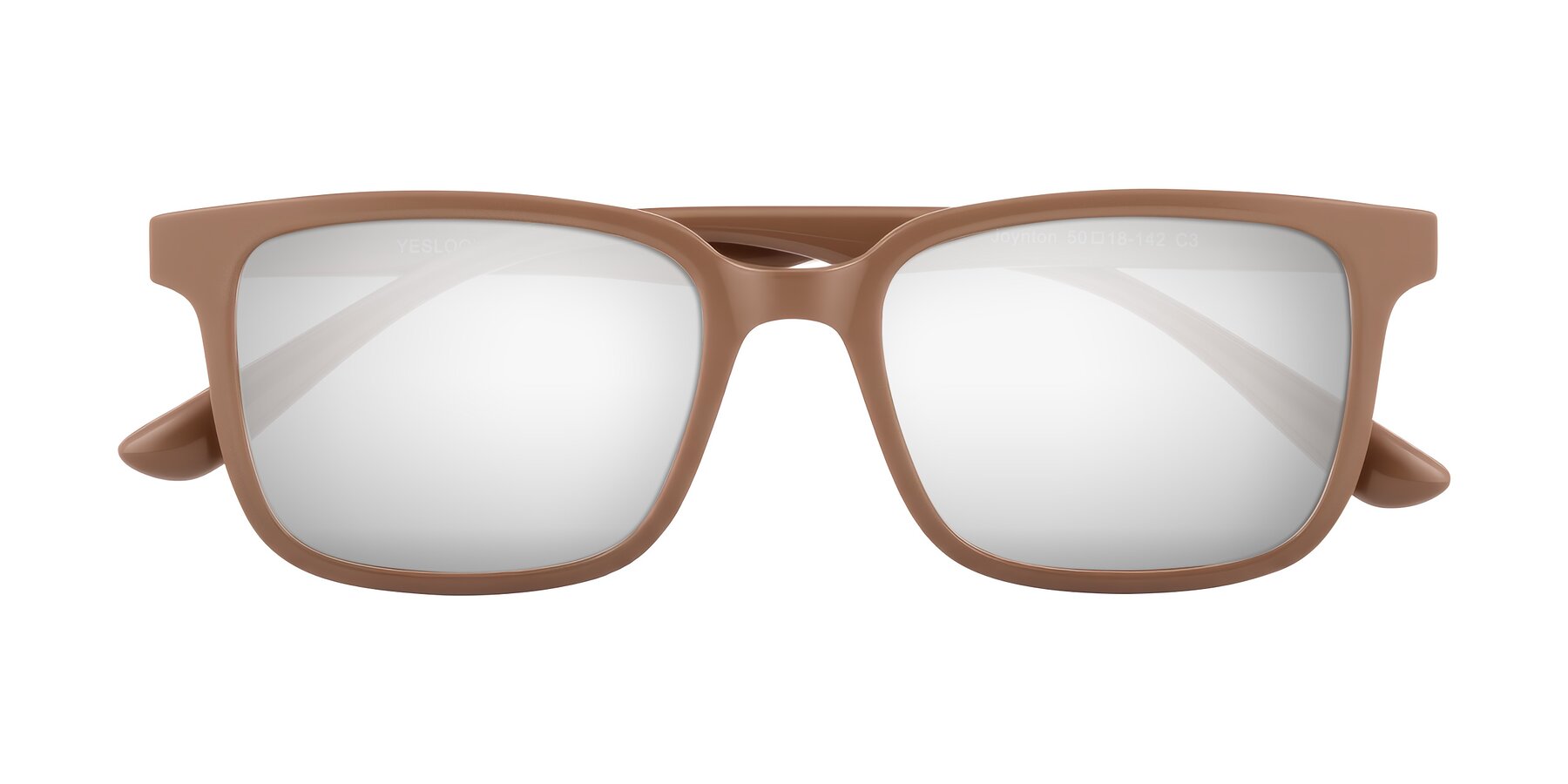Folded Front of Joynton in Milk Chocolate with Silver Mirrored Lenses
