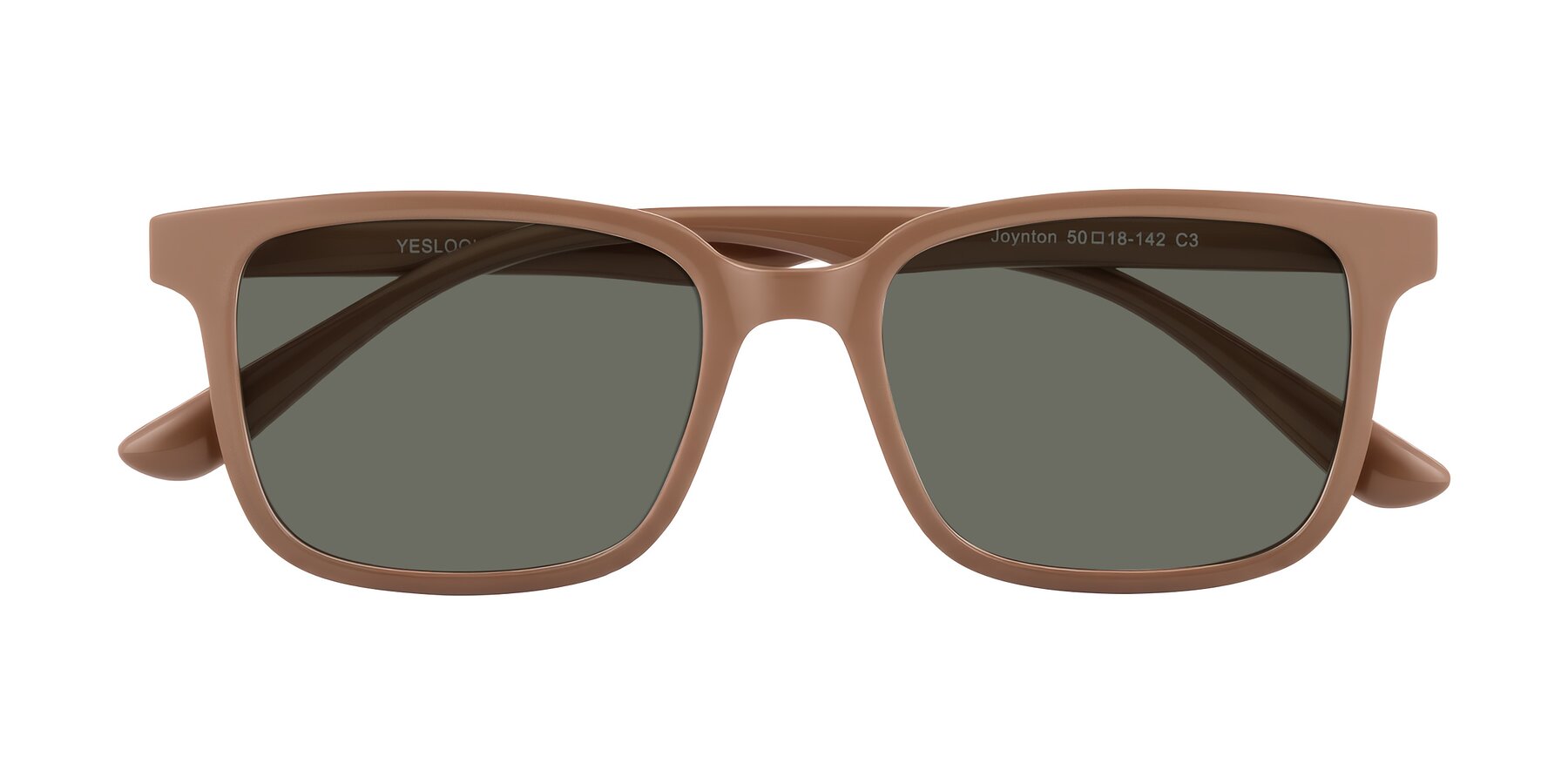 Folded Front of Joynton in Milk Chocolate with Gray Polarized Lenses